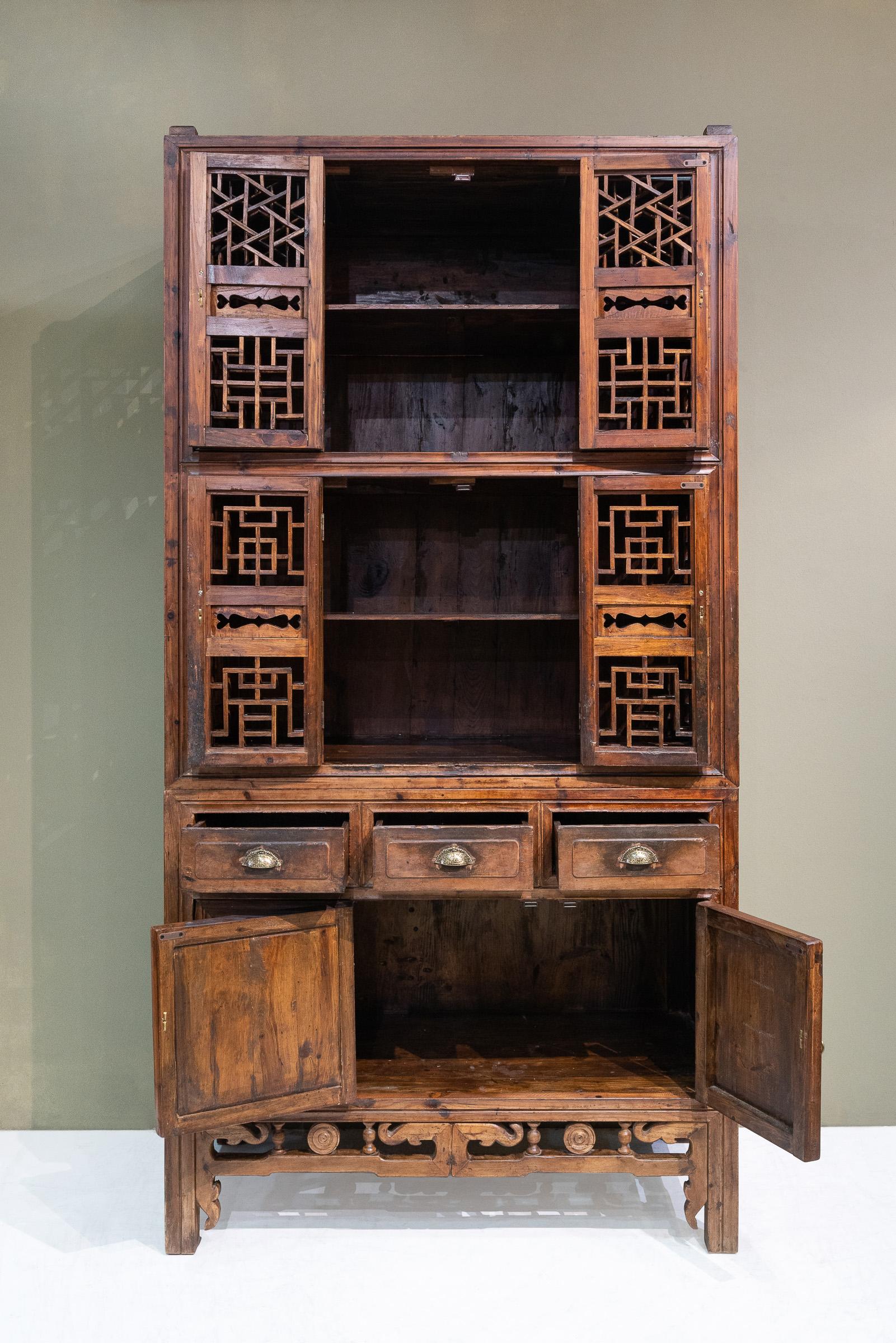 Chinese Early 20th Century Tall Zhejiang Kitchen Cabinet