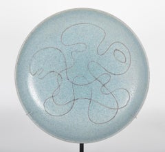 Early Modern Stoneware Charger by Edwin and Mary Scheier on Stand