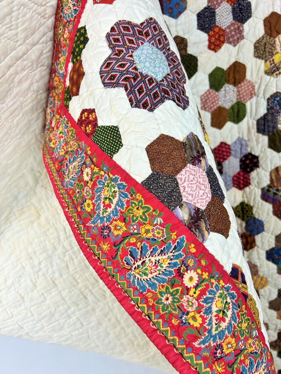 Una trapunta in cotone stampato Patchwork - Francia Provenza Circa 1840-1850 in vendita 8