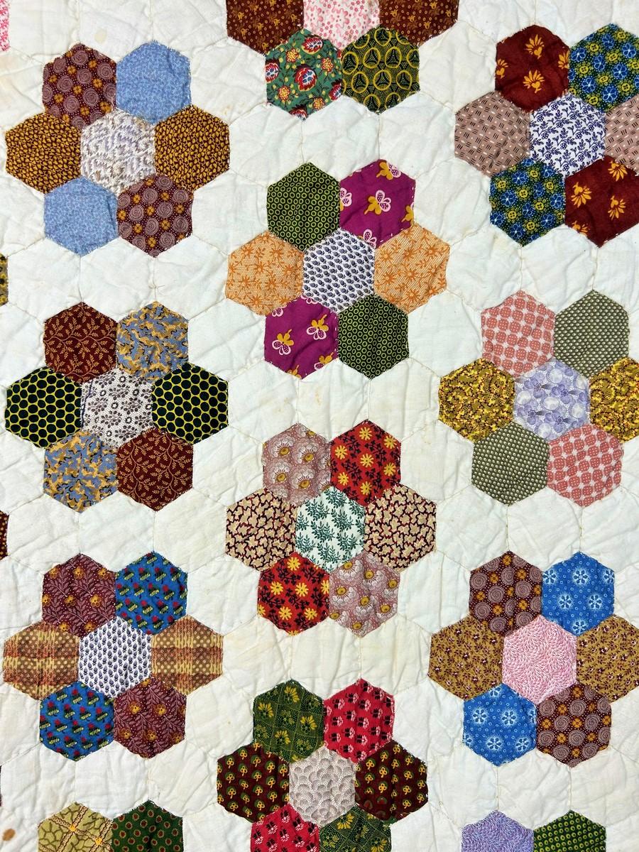 Una trapunta in cotone stampato Patchwork - Francia Provenza Circa 1840-1850 In condizioni buone in vendita a Toulon, FR