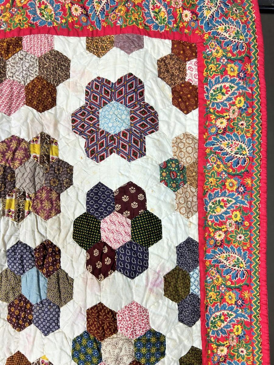 da uomo o donna Una trapunta in cotone stampato Patchwork - Francia Provenza Circa 1840-1850 in vendita