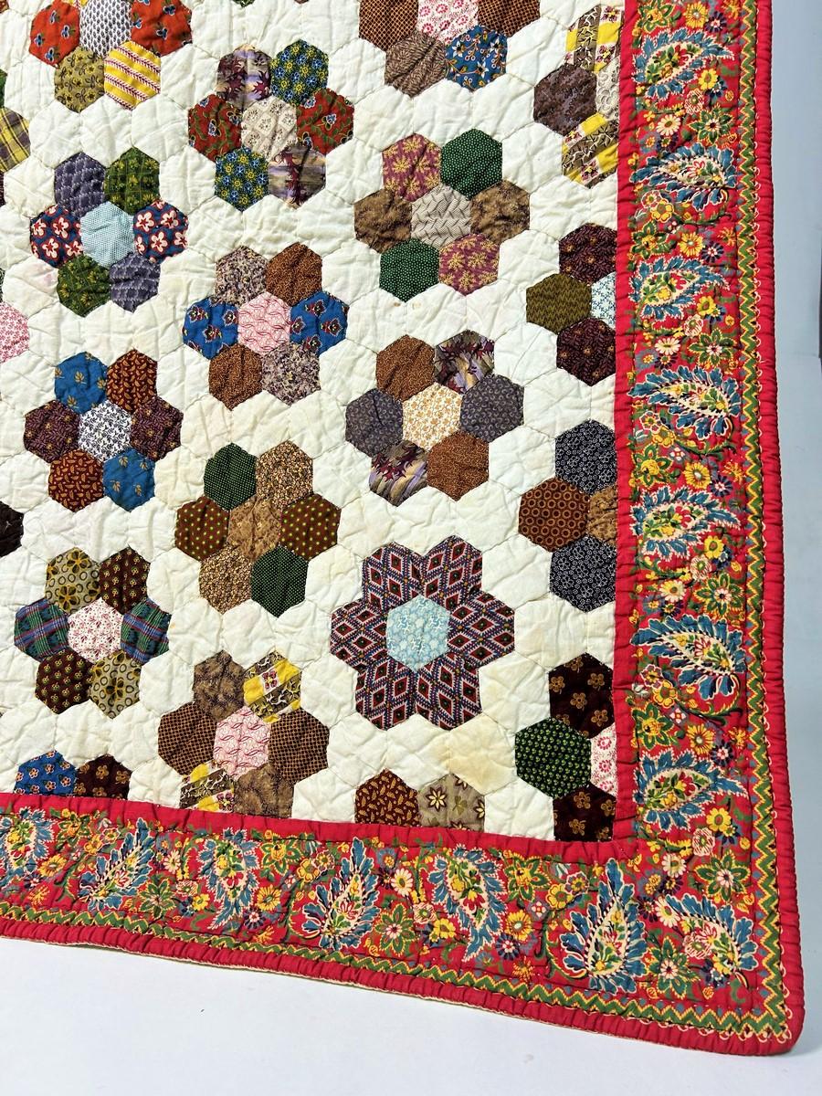 Una trapunta in cotone stampato Patchwork - Francia Provenza Circa 1840-1850 in vendita 1