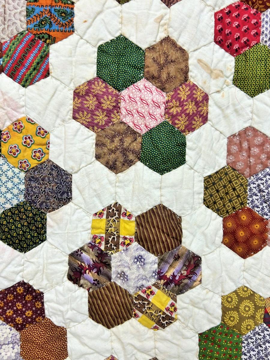Una trapunta in cotone stampato Patchwork - Francia Provenza Circa 1840-1850 in vendita 3
