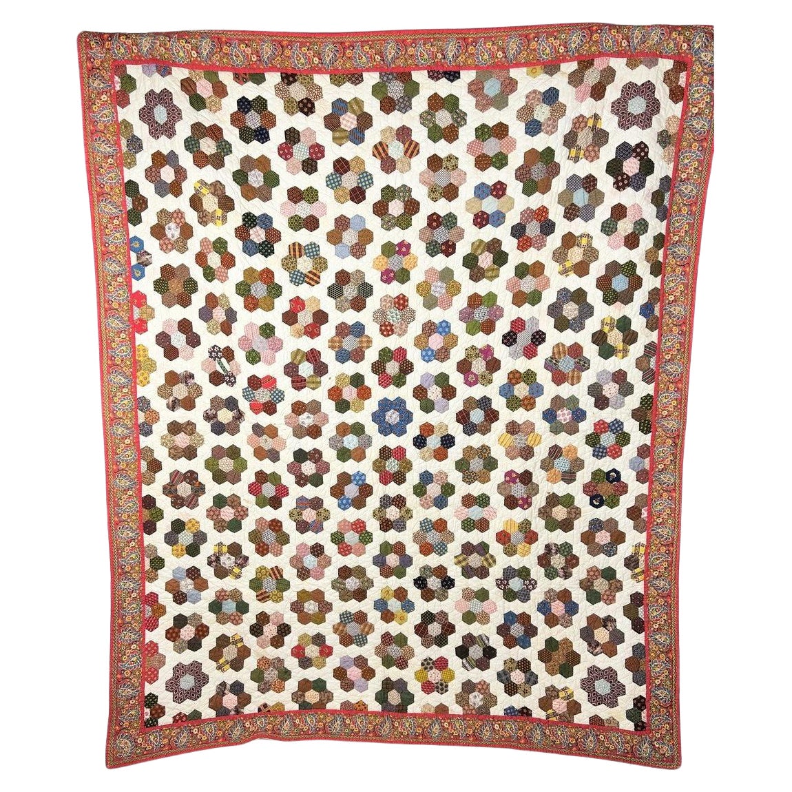 Una trapunta in cotone stampato Patchwork - Francia Provenza Circa 1840-1850 in vendita