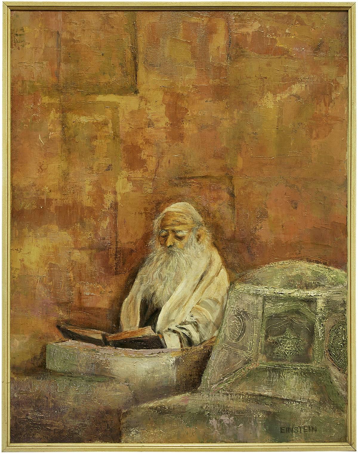 Rare Mid Century Judaic figure of a Jewish rabbi at prayer. signed A. Einstein. 