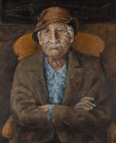 A. Emery - 1991 Oil, Chuffed Fisherman