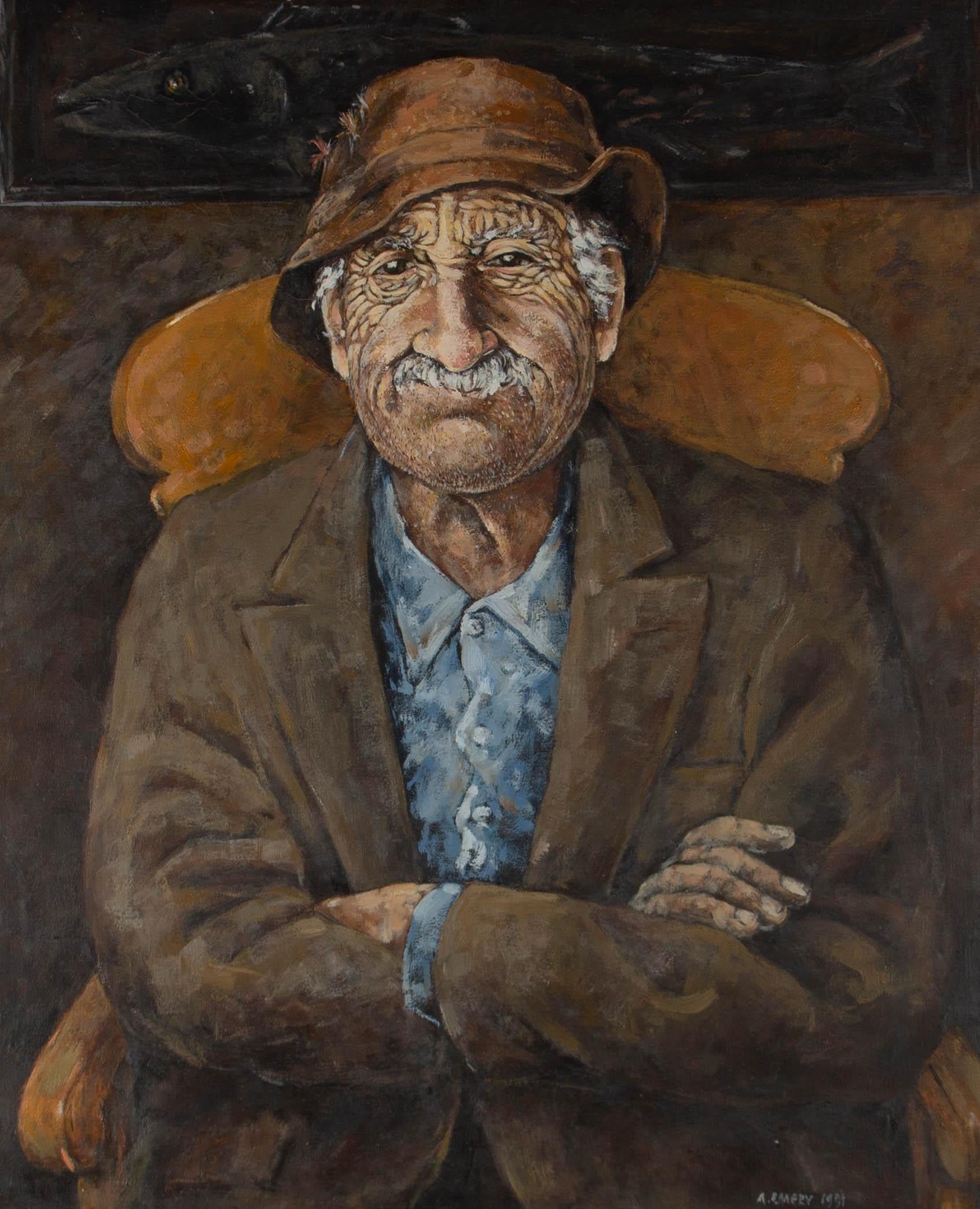 A. Emery - 1991 Oil, Chuffed Fisherman 3