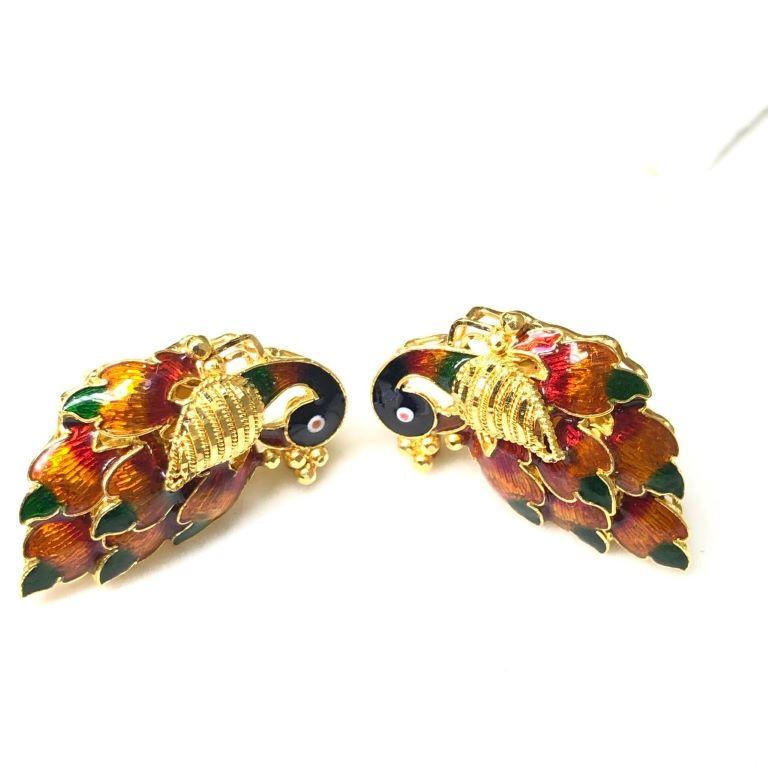 gold peacock earrings