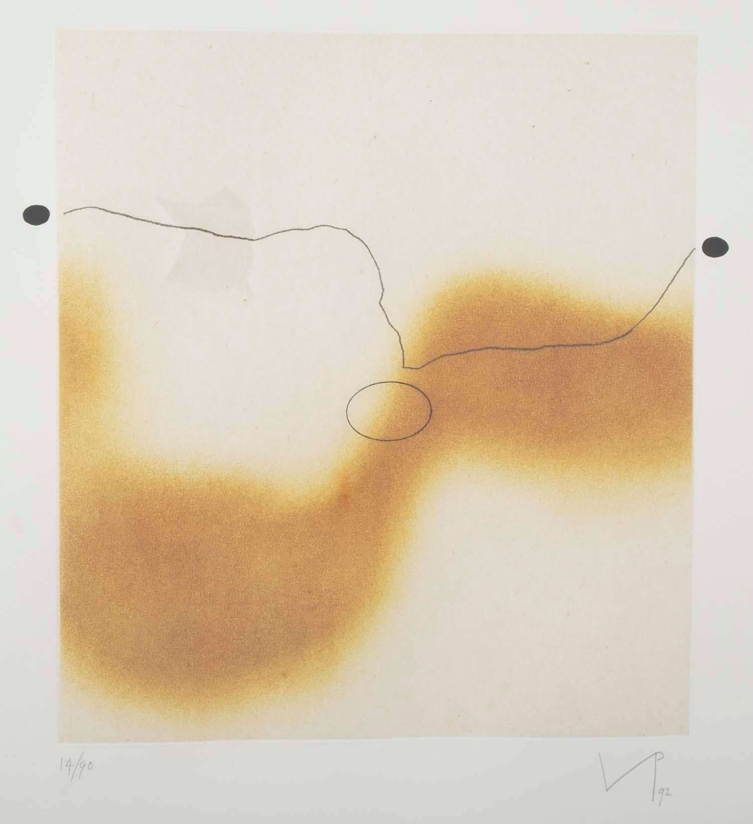 Modern Etching with Aquatint and Collage by Victor Pasmore Titled 