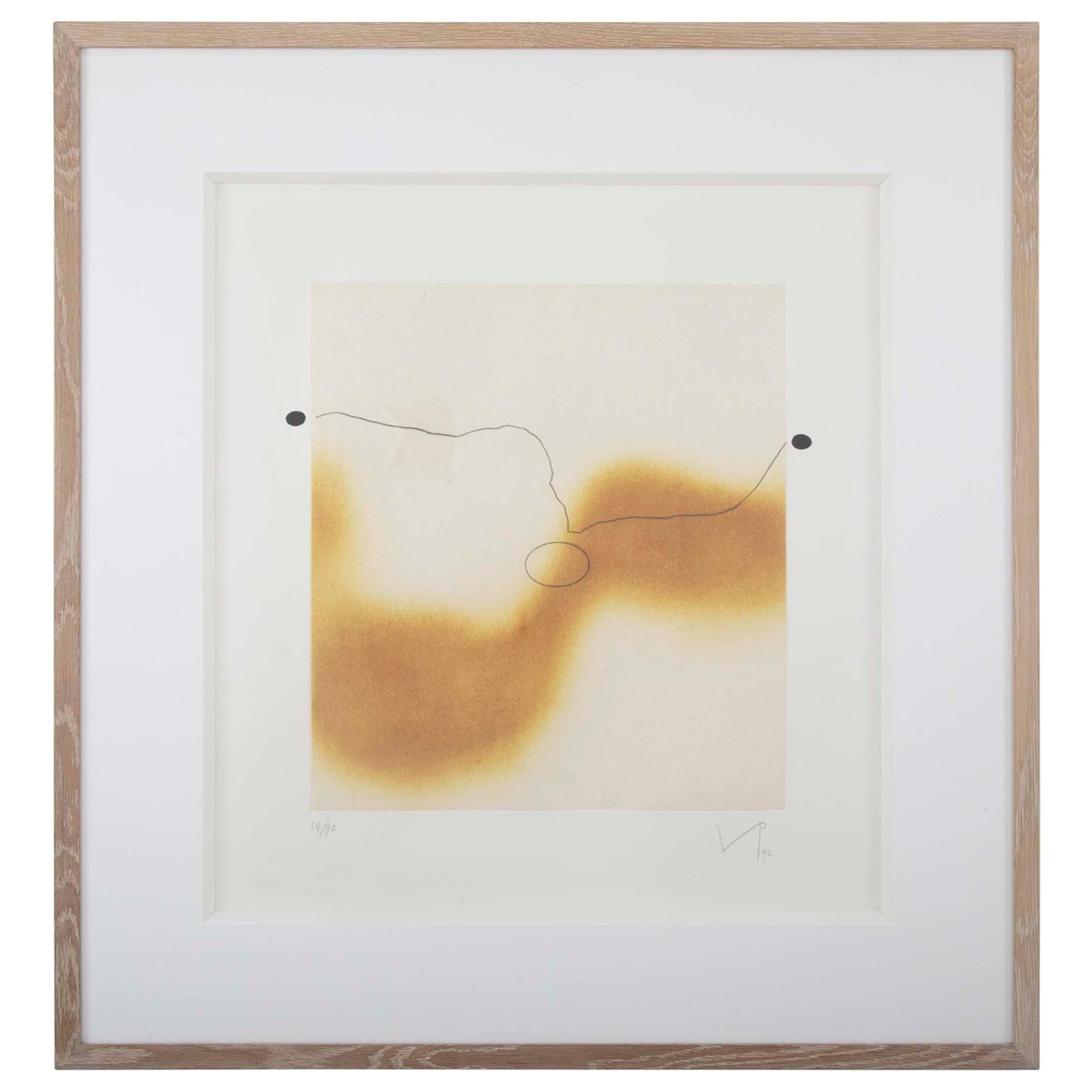 Etching with Aquatint and Collage by Victor Pasmore Titled "The Desert Sand"