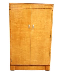 European Art Deco Blonde Birch & Walnut Tallboy, C1930