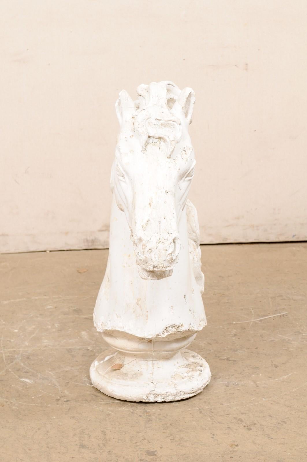 European Plaster Horse Head with Wavy Mane & Lovely Aged Patina For Sale 6