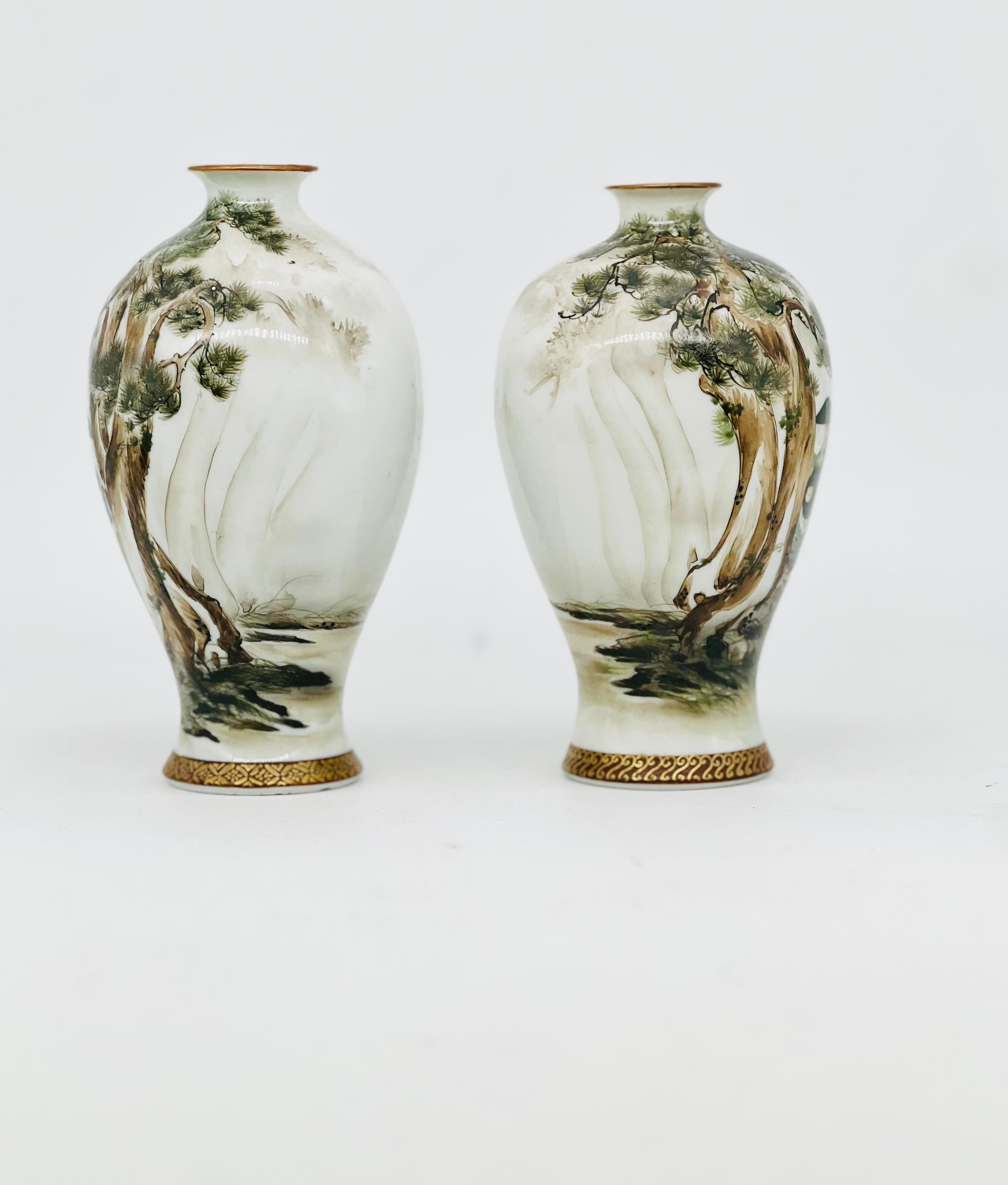 A exceptional pair of Japanese Arita Porcelain Vases. Meiji Era.Kutani, Satsuma  For Sale 4