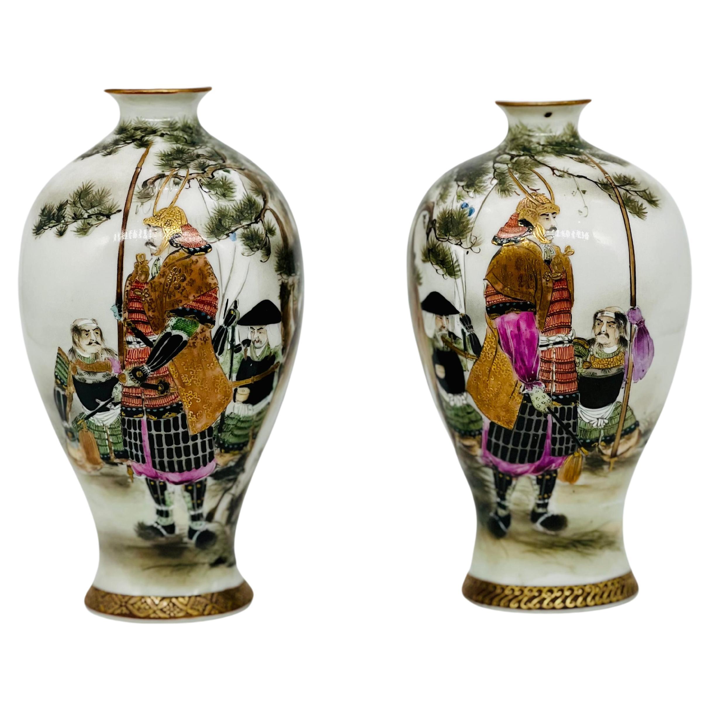 A exceptional pair of Japanese Arita Porcelain Vases. Meiji Era.Kutani, Satsuma  For Sale
