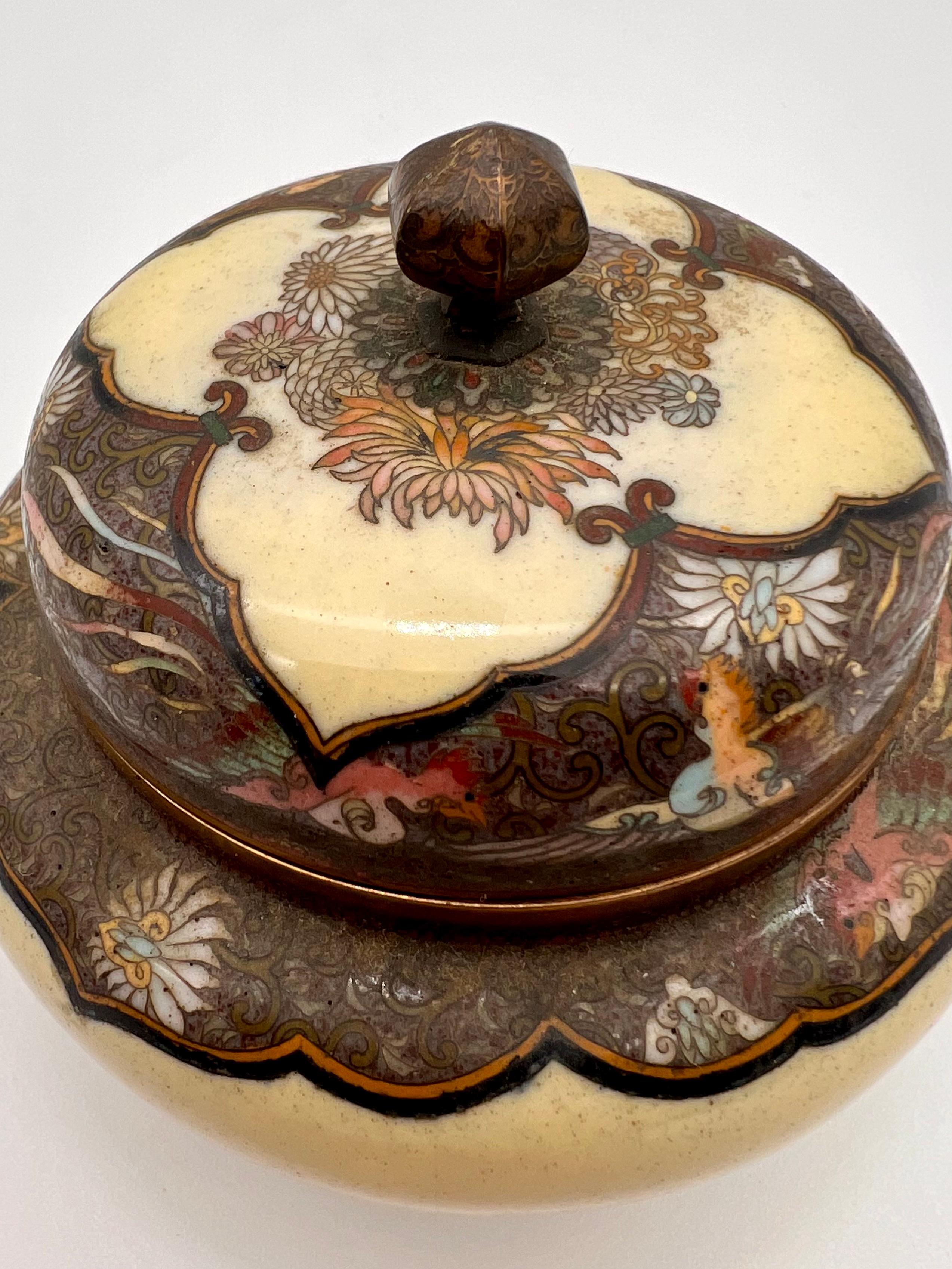 Exquisite Cloisonné Enamel Vase and Cover in the Manner of Namikawa Yasuyuki For Sale 13