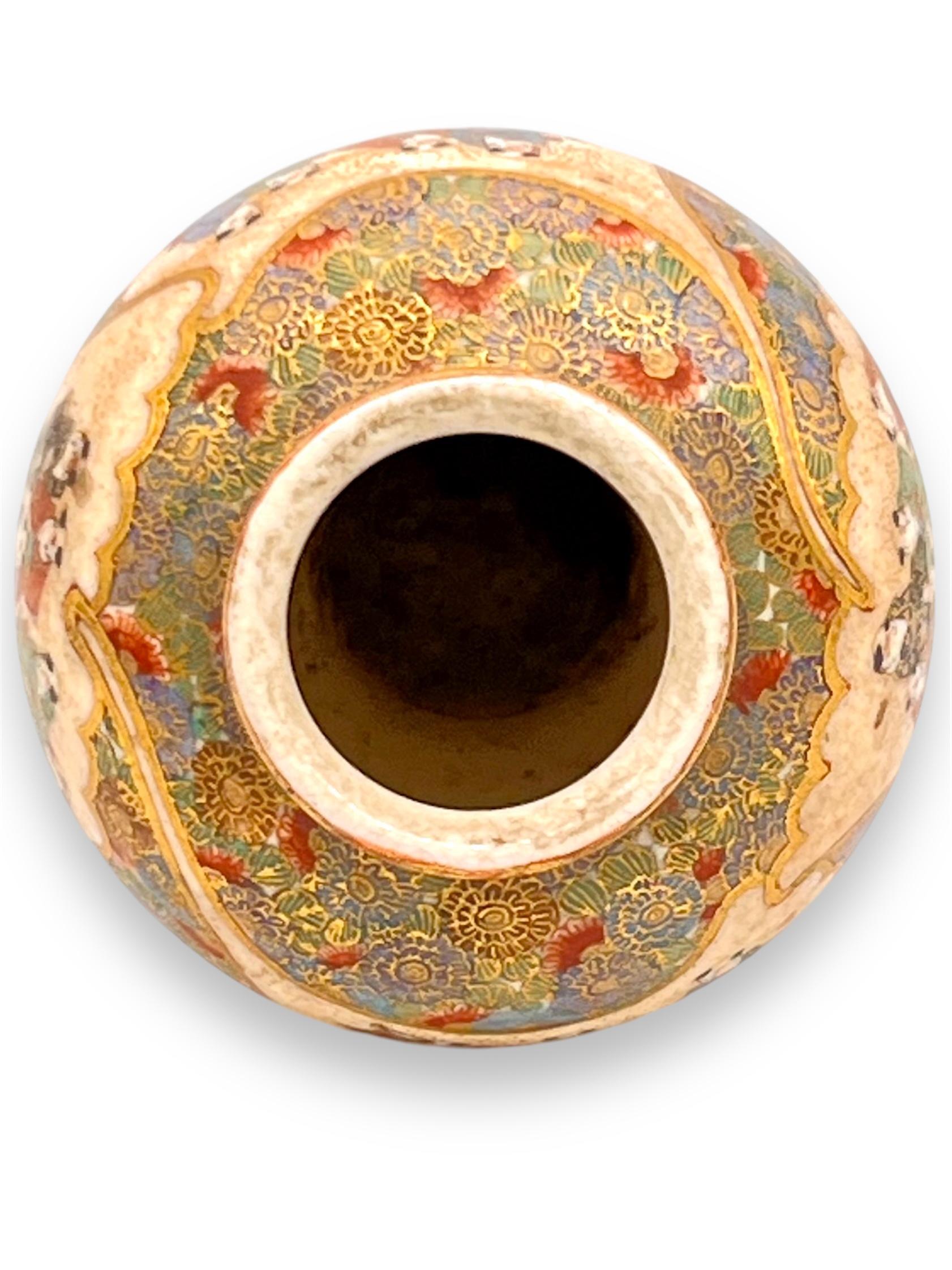 Ceramic A Exquisite example of A Satsuma miniature vase by Kinkozan. Meiji Period