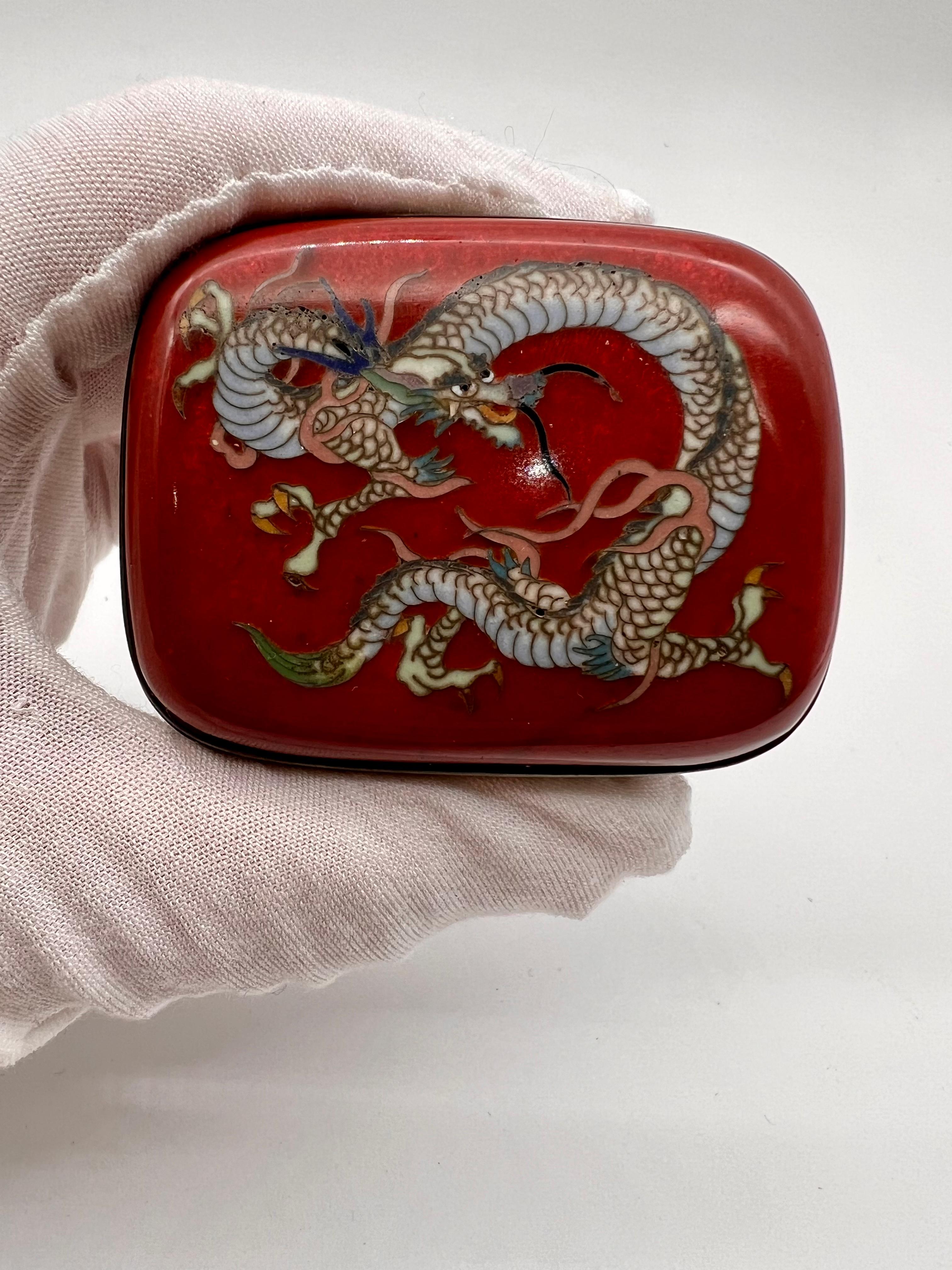Exquisite Japanese Cloisonne Enamel Box and Cover. 19th C For Sale 11