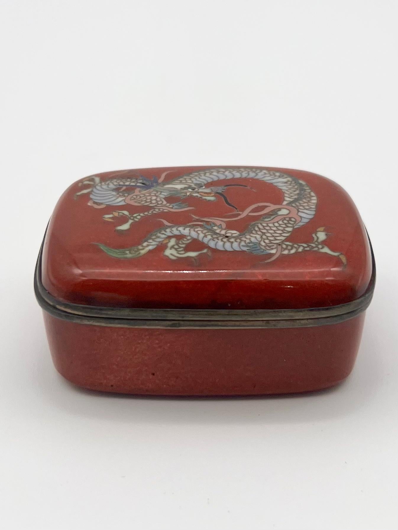Exquisite Japanese Cloisonne Enamel Box and Cover. 19th C For Sale 4