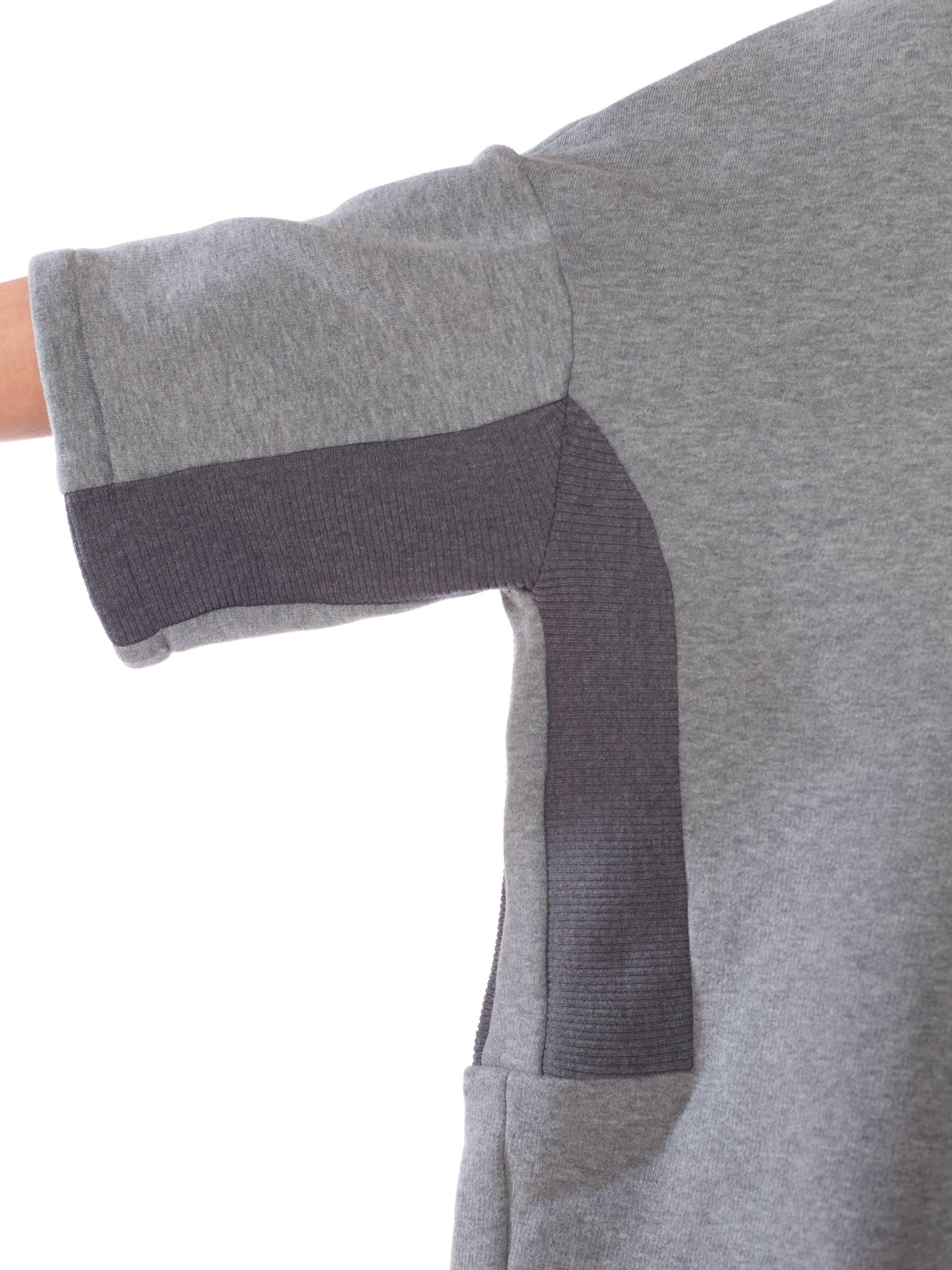 AF VANDEVORST - Robe T-S à manches courtes surdimensionnées en coton et éponge gris chiné, années 1990 Unisexe en vente