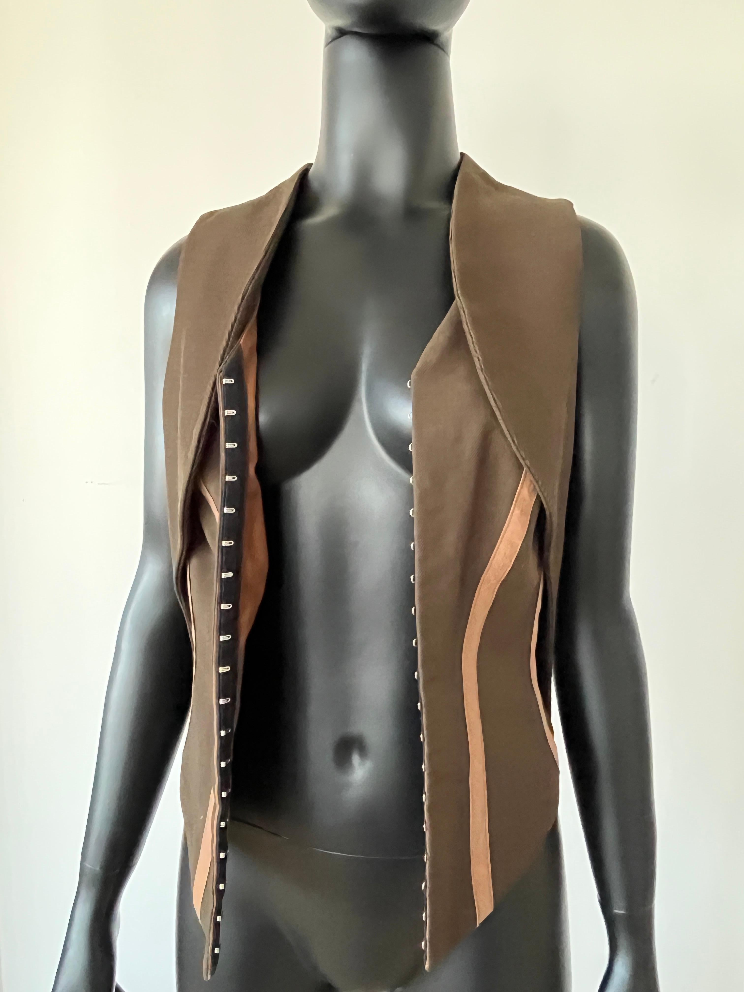 A F Vandevorst brown saddle waistcoat with built in corset  fall 2000 For Sale 7