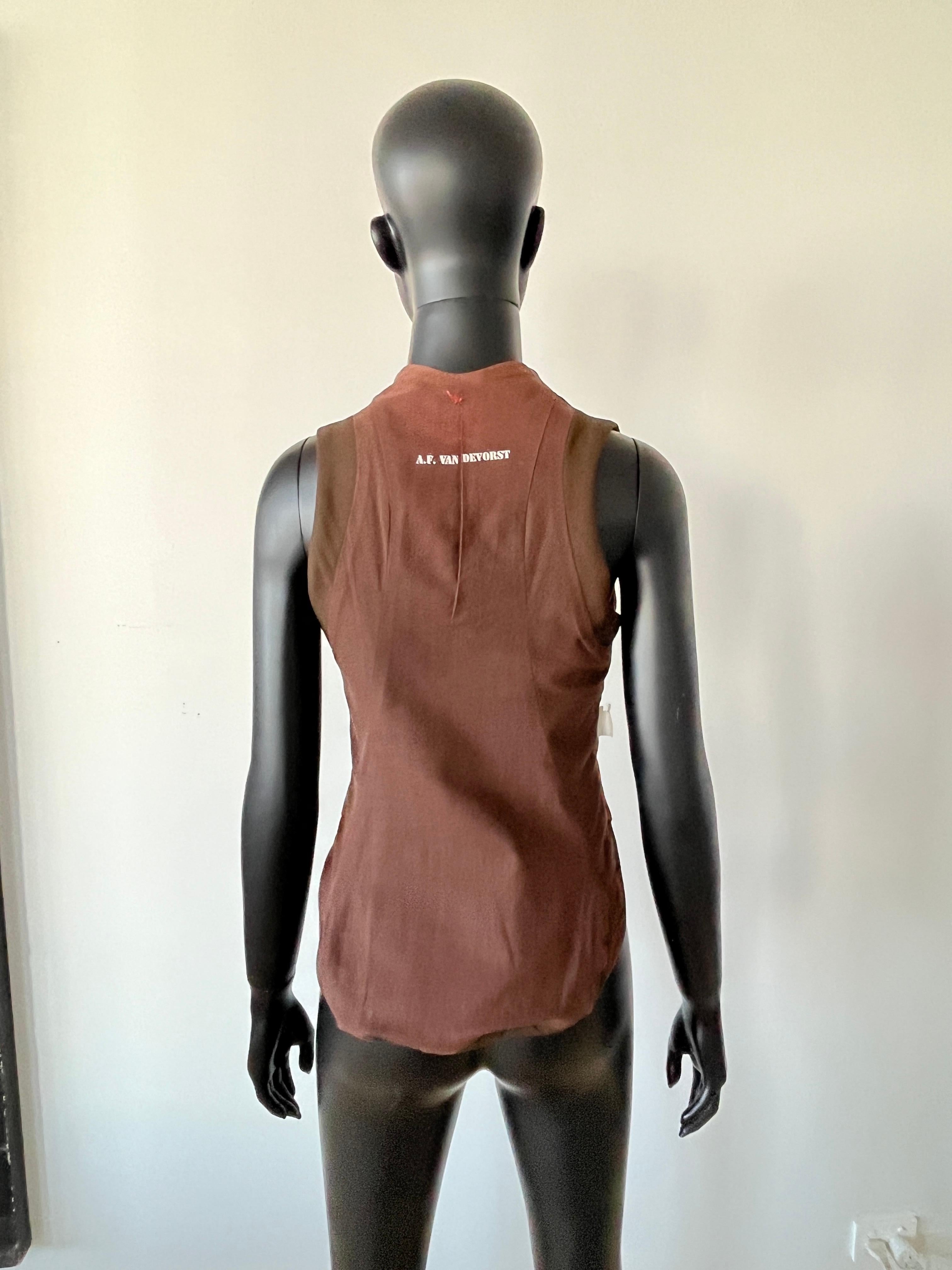 A F Vandevorst brown saddle waistcoat with built in corset  fall 2000 For Sale 13