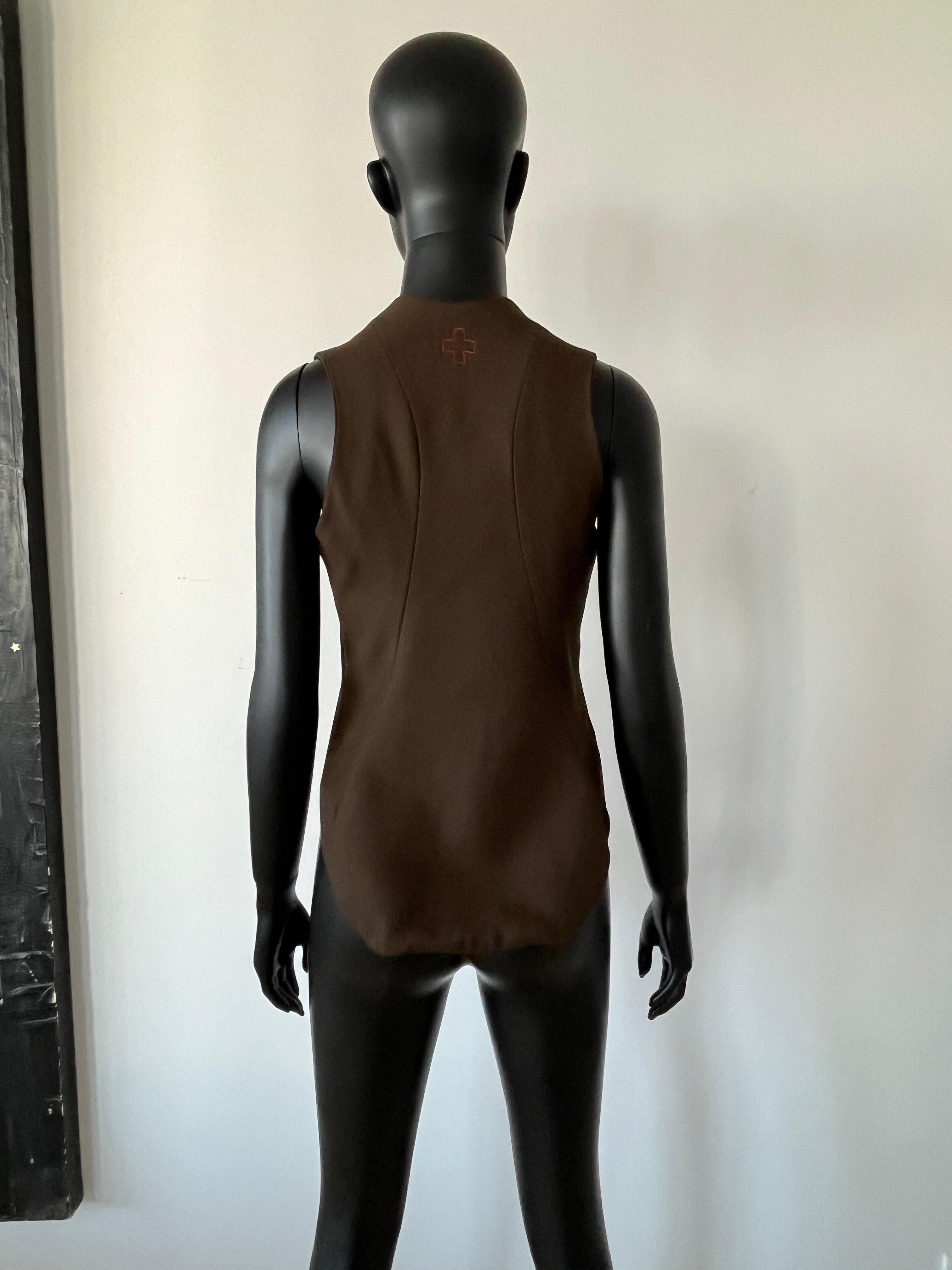 A.F VANDEVORST gilet de selle marron avec corset intégré.  automne 2000 en vente 4