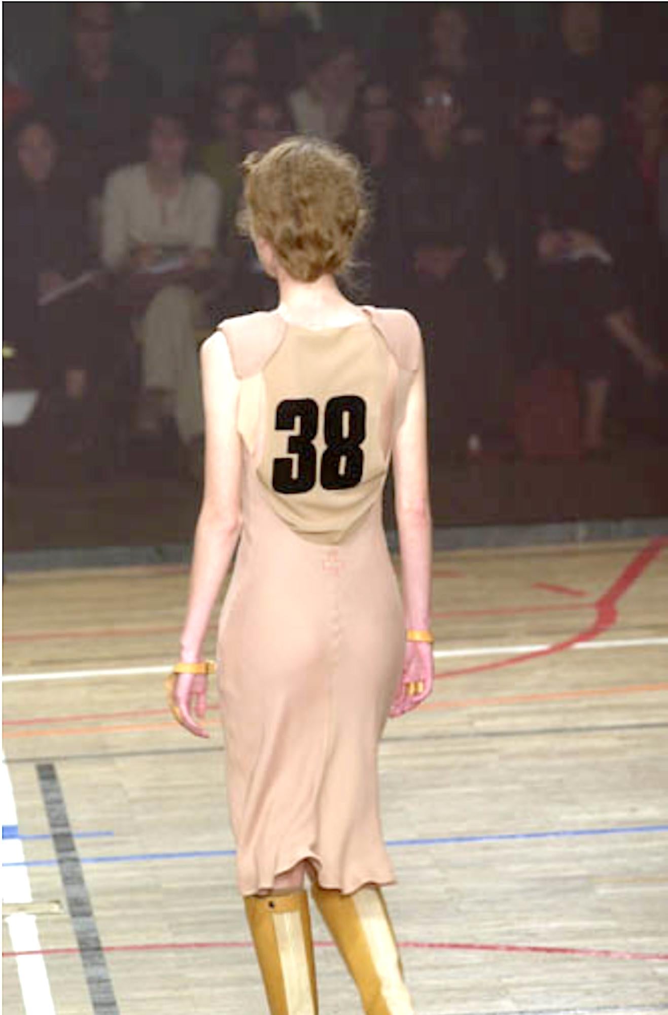 A. F. Vandevorst spring 2001 runway 100% silk nude open back long dress  For Sale 7