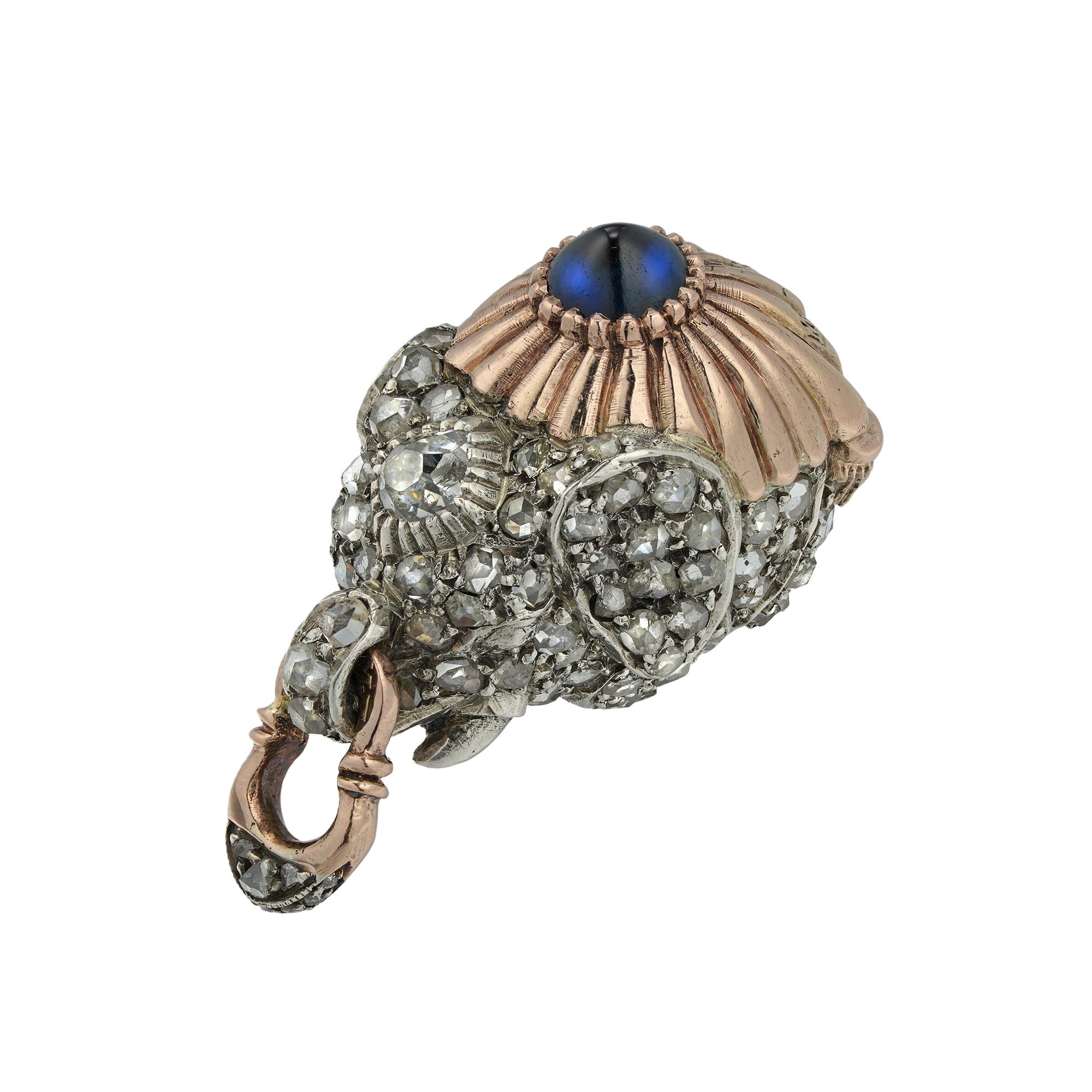 Art Nouveau Faberge Diamond-Set Elephant Pendant
