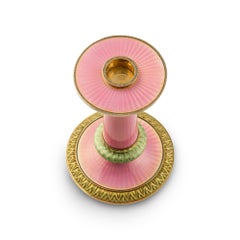 Porte-bougeoir Fabergé en émail rose et vert par Fabergé