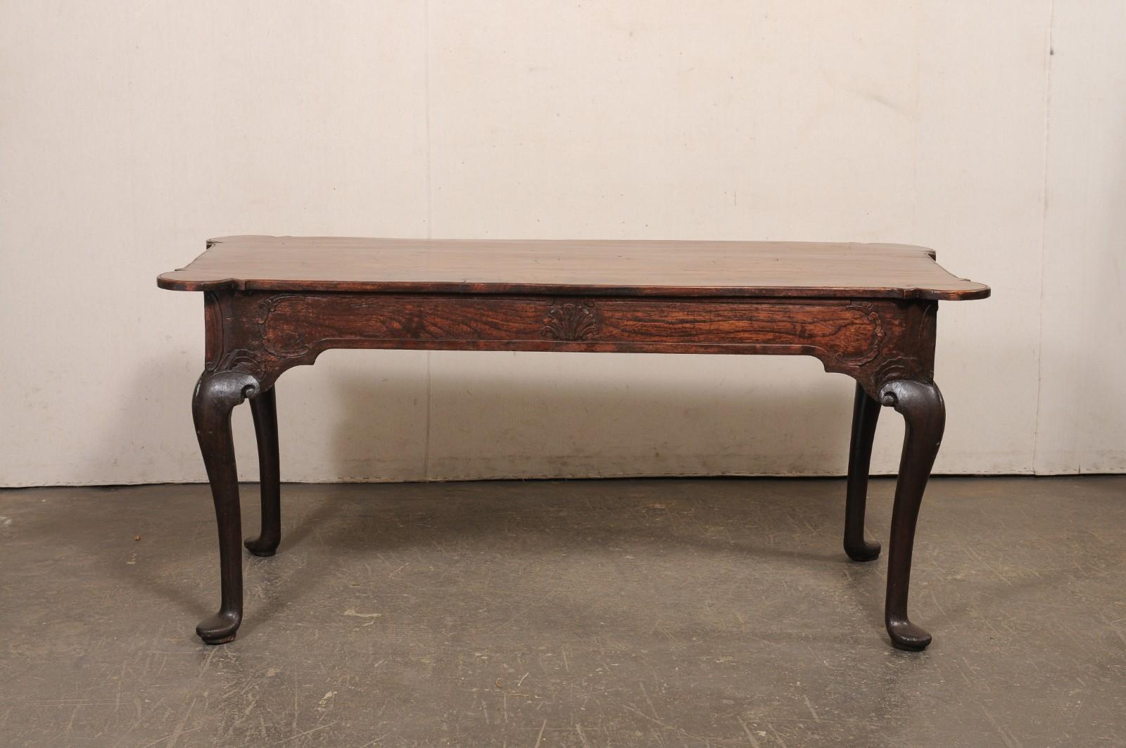 A Fabulous 18th C. Portuguese Walnut Console or Library Table (All Sides Carved) For Sale 5