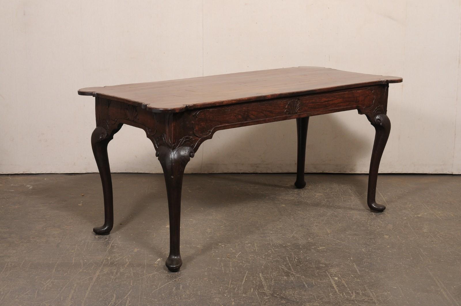 A Fabulous 18th C. Portuguese Walnut Console or Library Table (All Sides Carved) For Sale 6