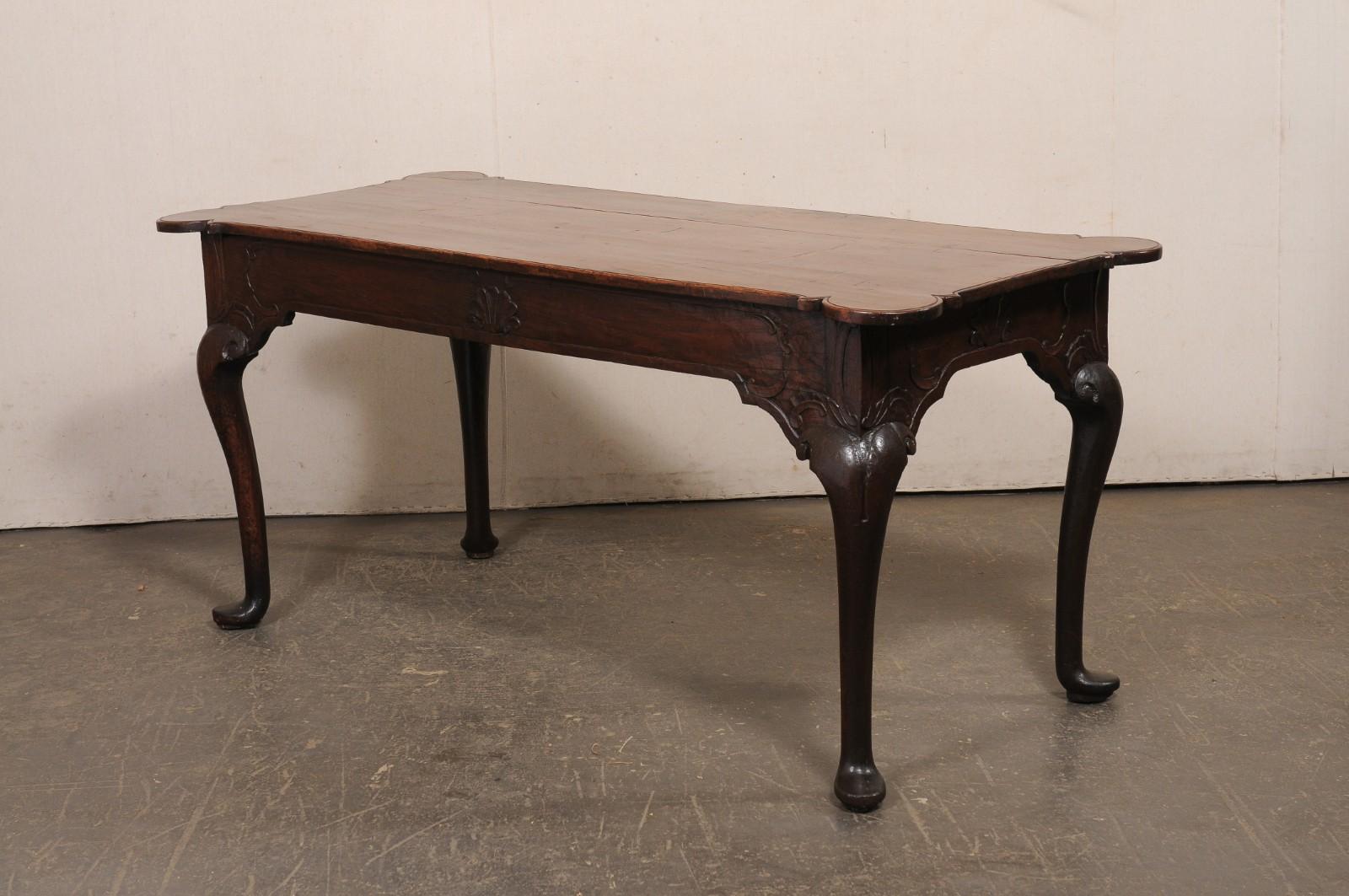A Fabulous 18th C. Portuguese Walnut Console or Library Table (All Sides Carved) For Sale 8