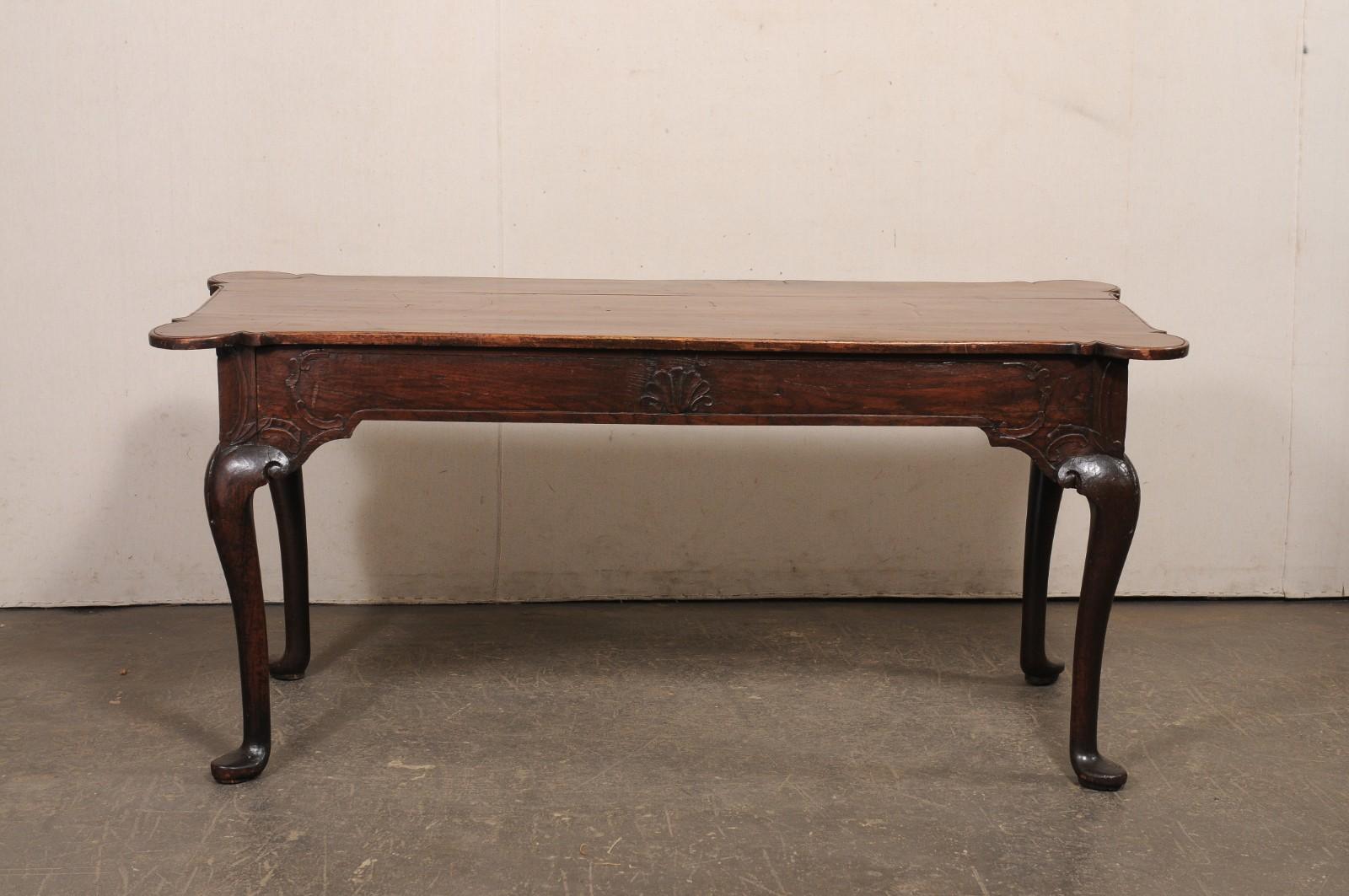 A Fabulous 18th C. Portuguese Walnut Console or Library Table (All Sides Carved) For Sale 9