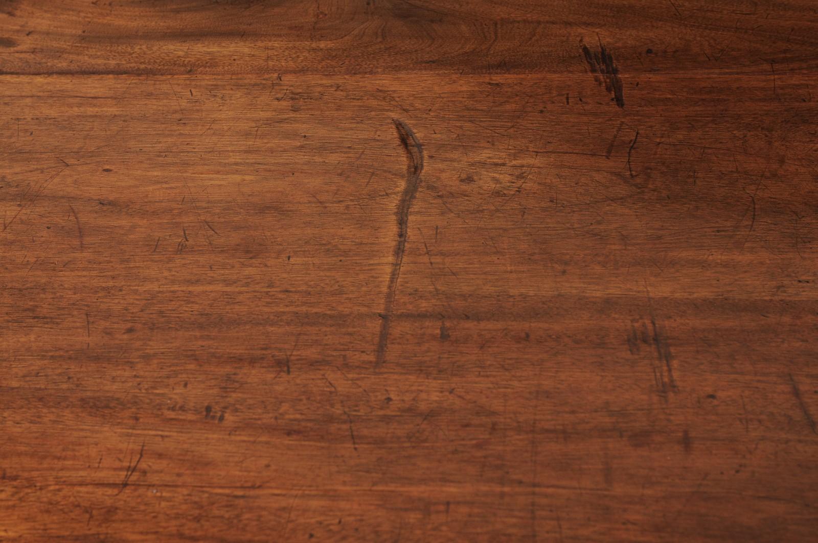 18th Century and Earlier A Fabulous 18th C. Portuguese Walnut Console or Library Table (All Sides Carved) For Sale