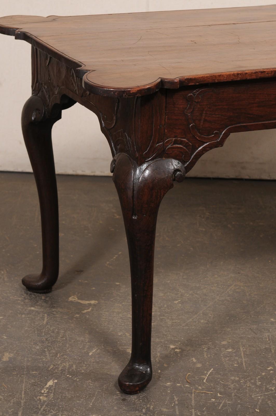 A Fabulous 18th C. Portuguese Walnut Console or Library Table (All Sides Carved) For Sale 2