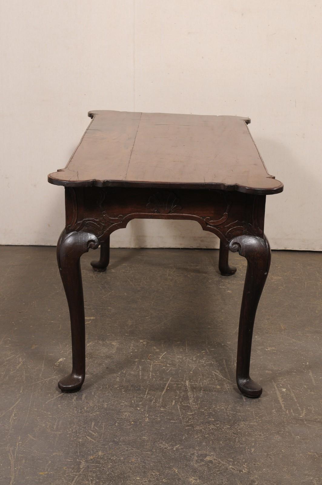 A Fabulous 18th C. Portuguese Walnut Console or Library Table (All Sides Carved) For Sale 3
