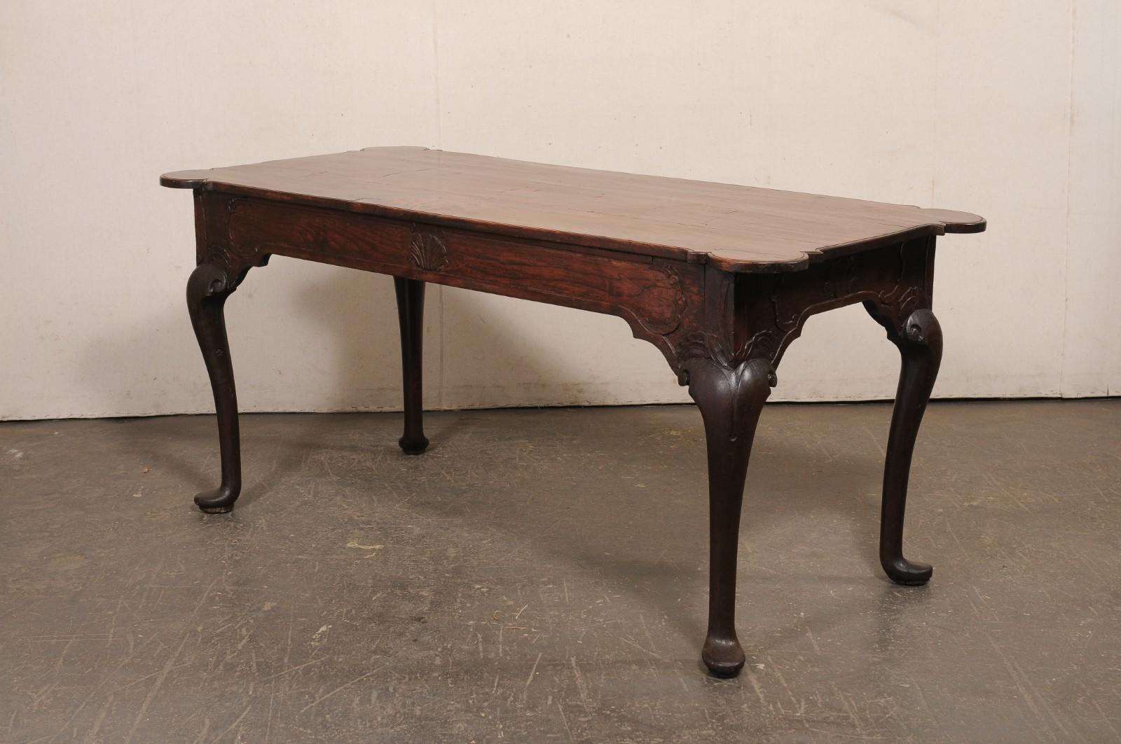 A Fabulous 18th C. Portuguese Walnut Console or Library Table (All Sides Carved) For Sale 4