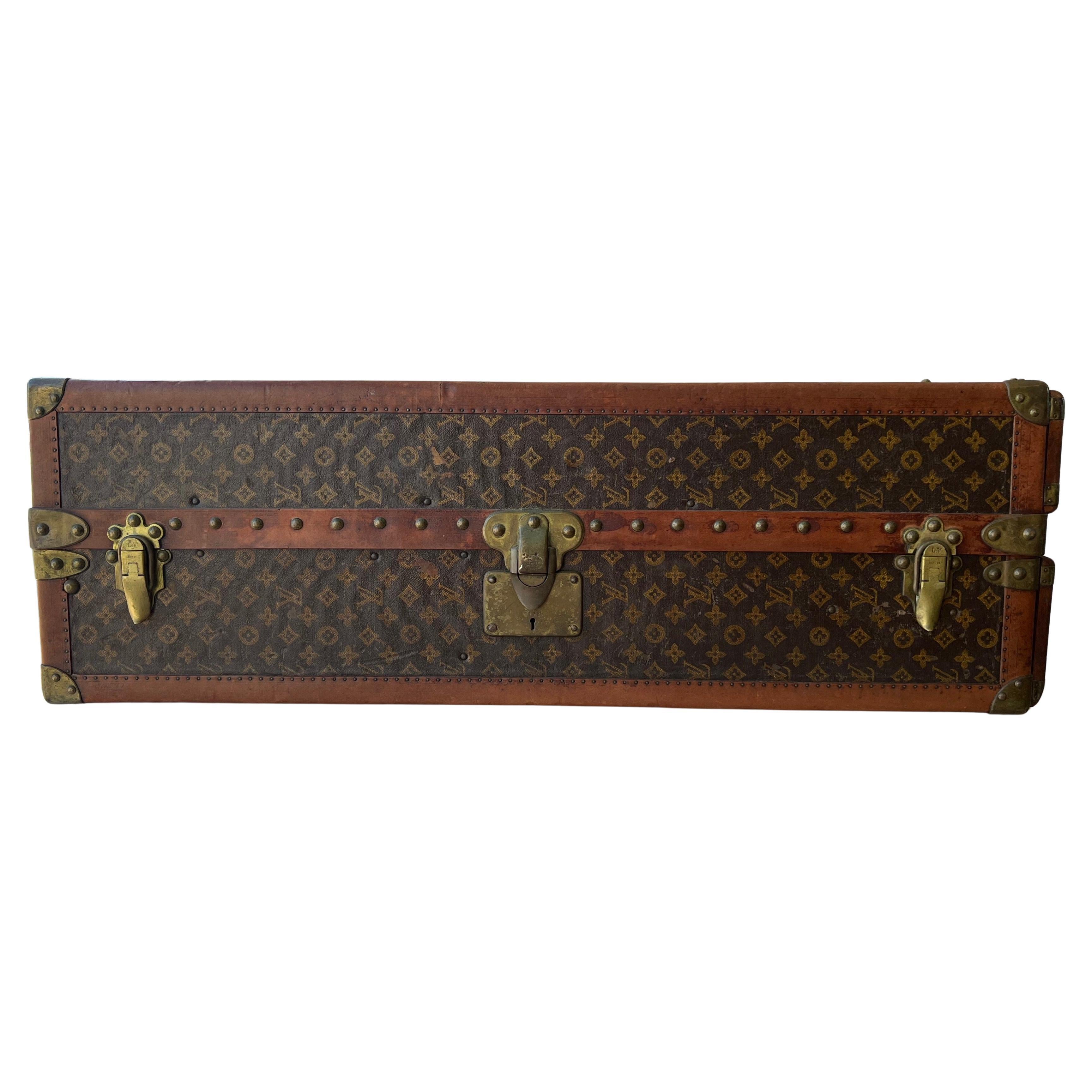 A Fabulous 1920's Louis Vuitton Wardrobe Steamer Stencil Monogram Trunk