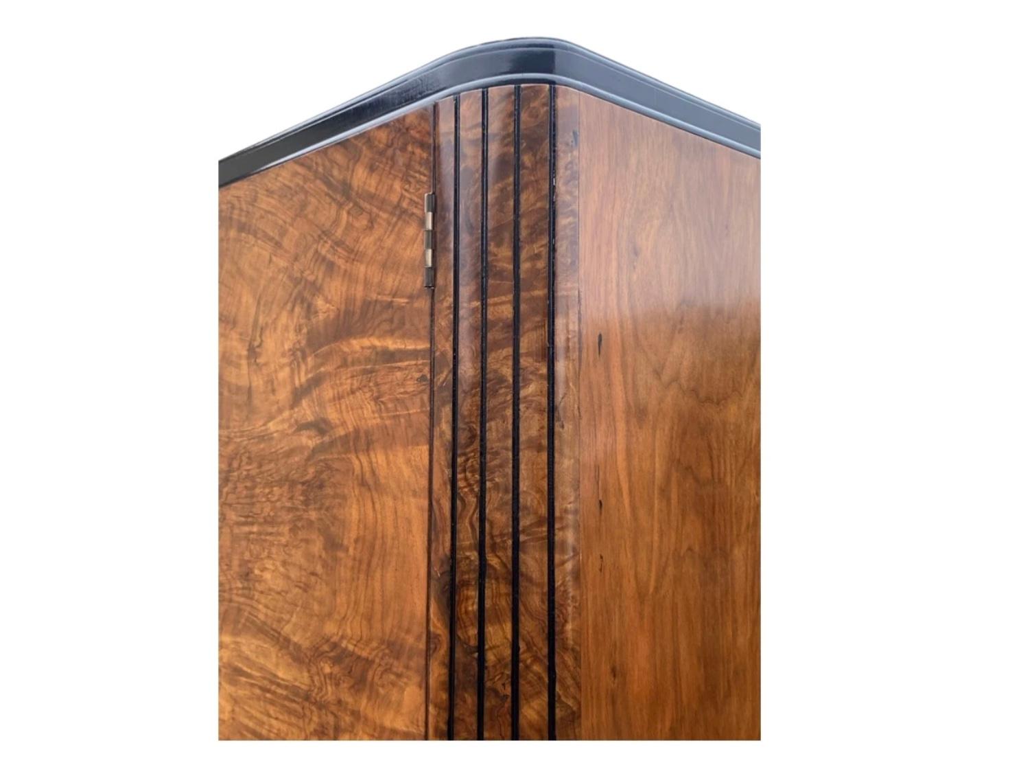 Walnut A fabulous 1930’s Art Deco Period Wardrobe with Bookpaged Oyster Veneers For Sale