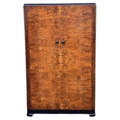 Vintage A fabulous 1930’s Art Deco Period Wardrobe with Bookpaged Oyster Veneers