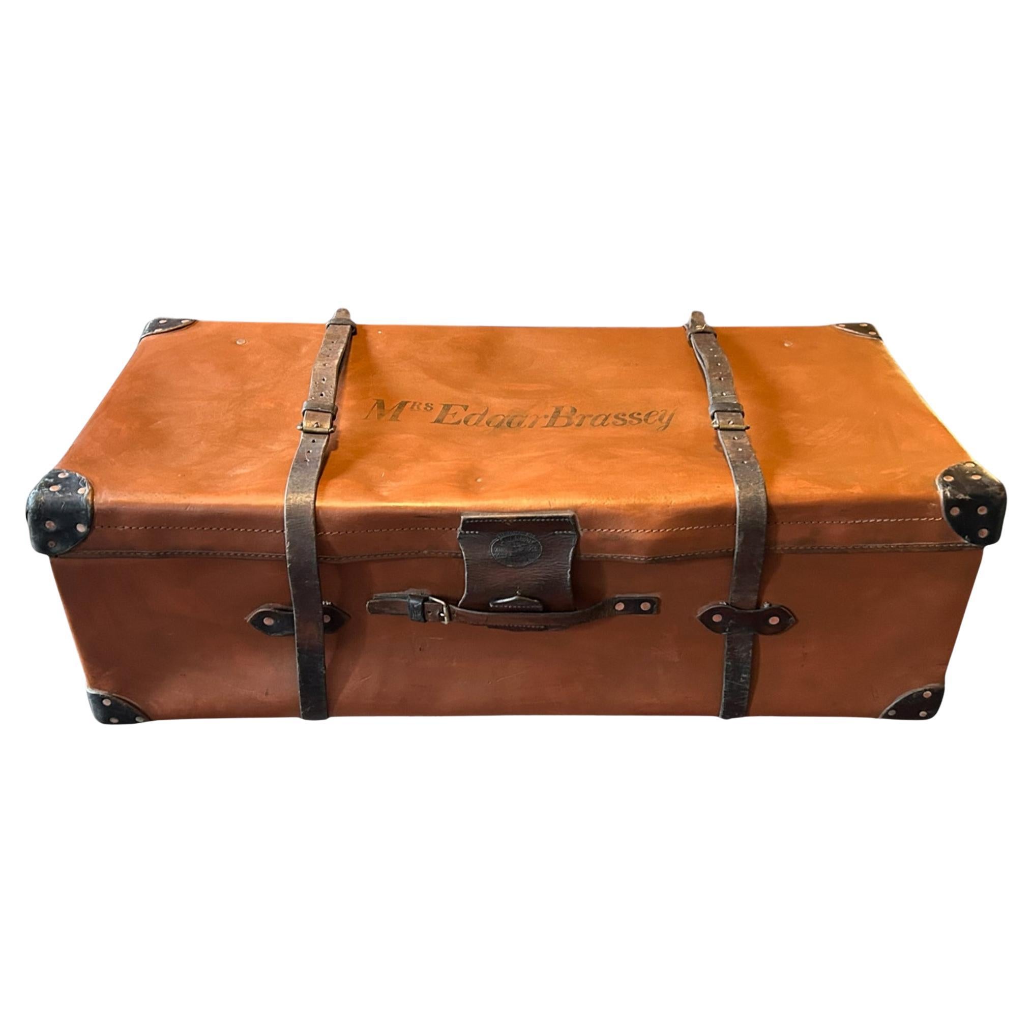 A Fabulous 1930's Leather A W Dear made Trunk/Suitcase For Sale