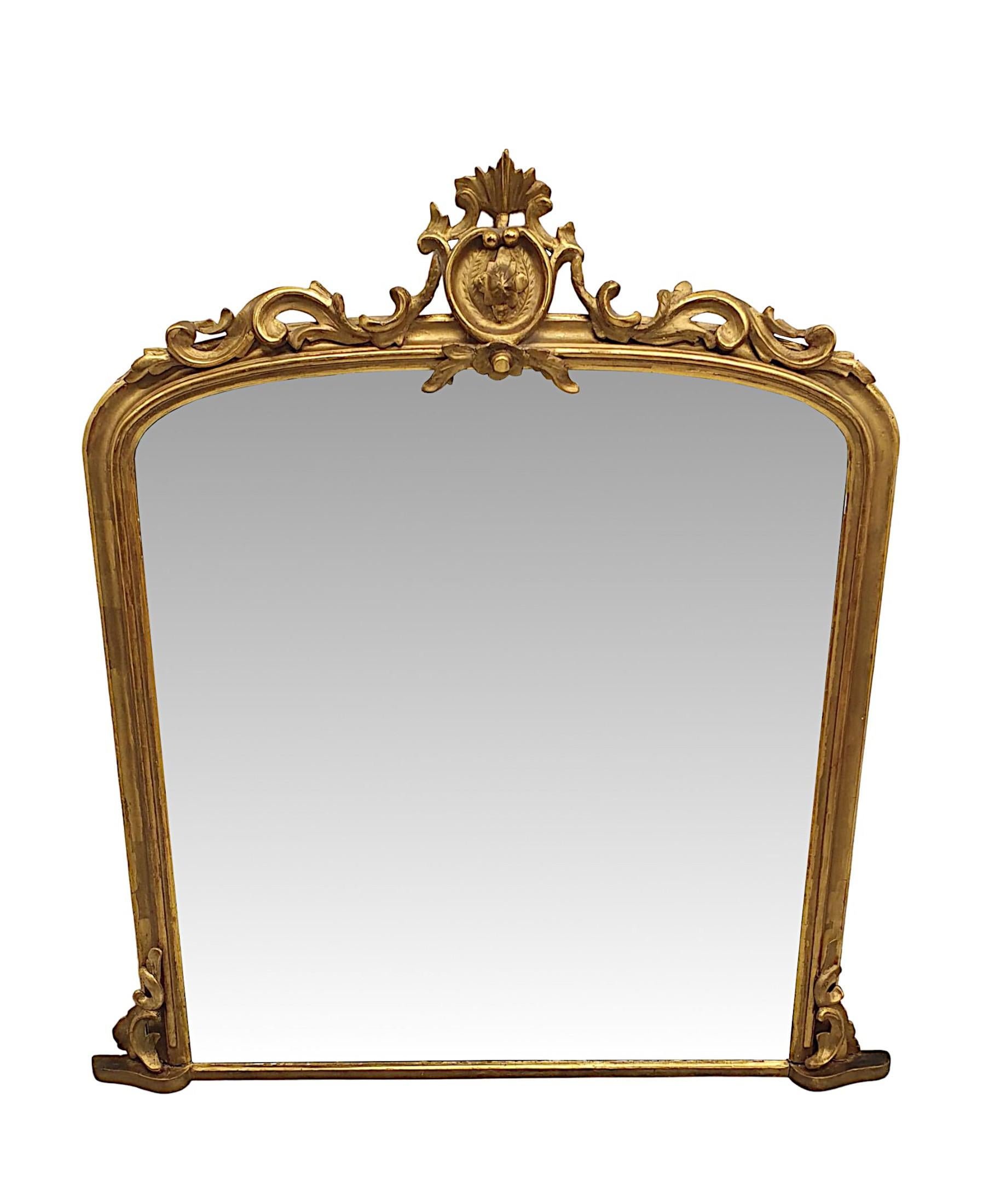 Fabulous 19th Century Giltwood Arch Top Overmantle Mirror In Good Condition For Sale In Dublin, IE