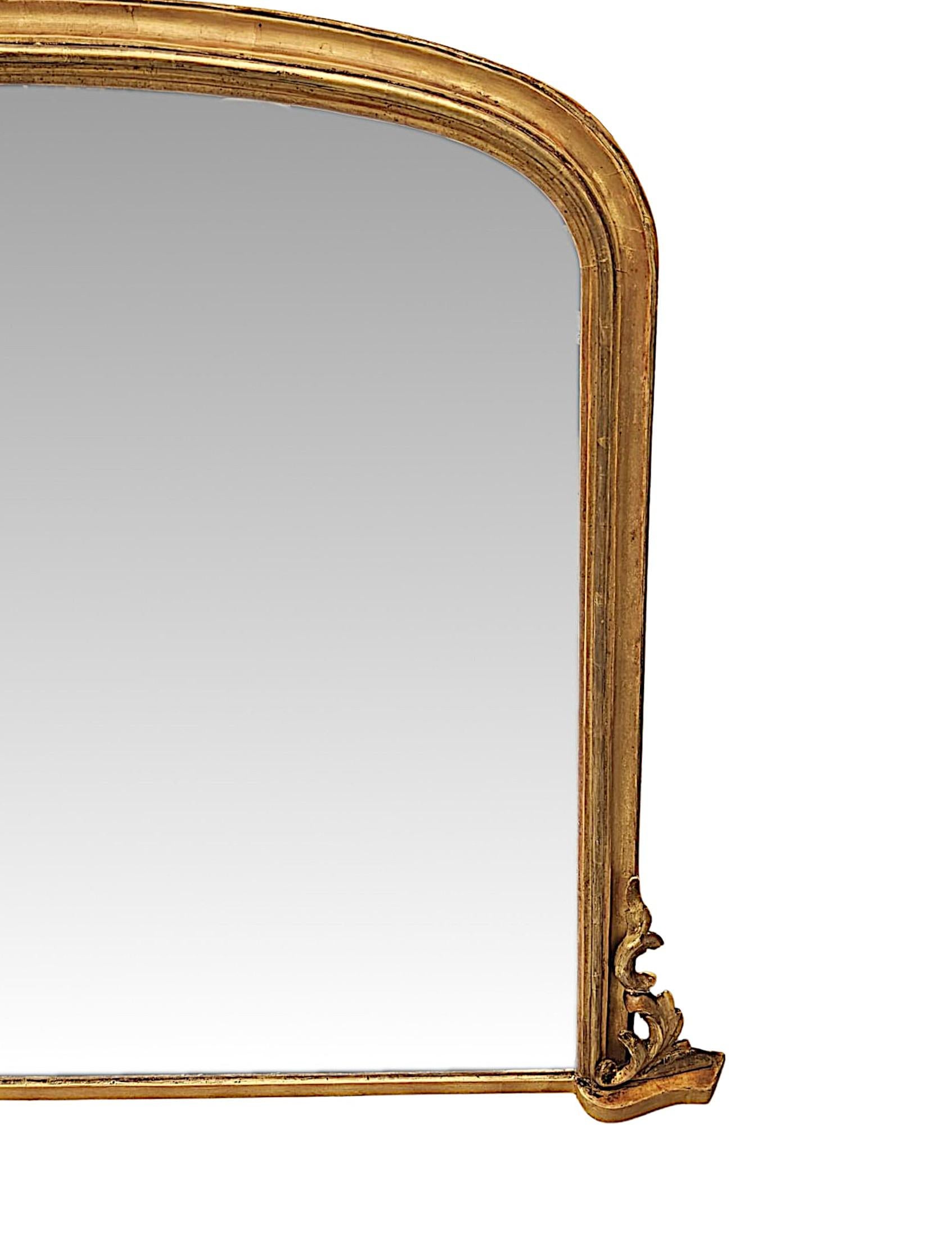 English  A Fabulous 19th Century Giltwood Archtop Overmantel Mirror For Sale