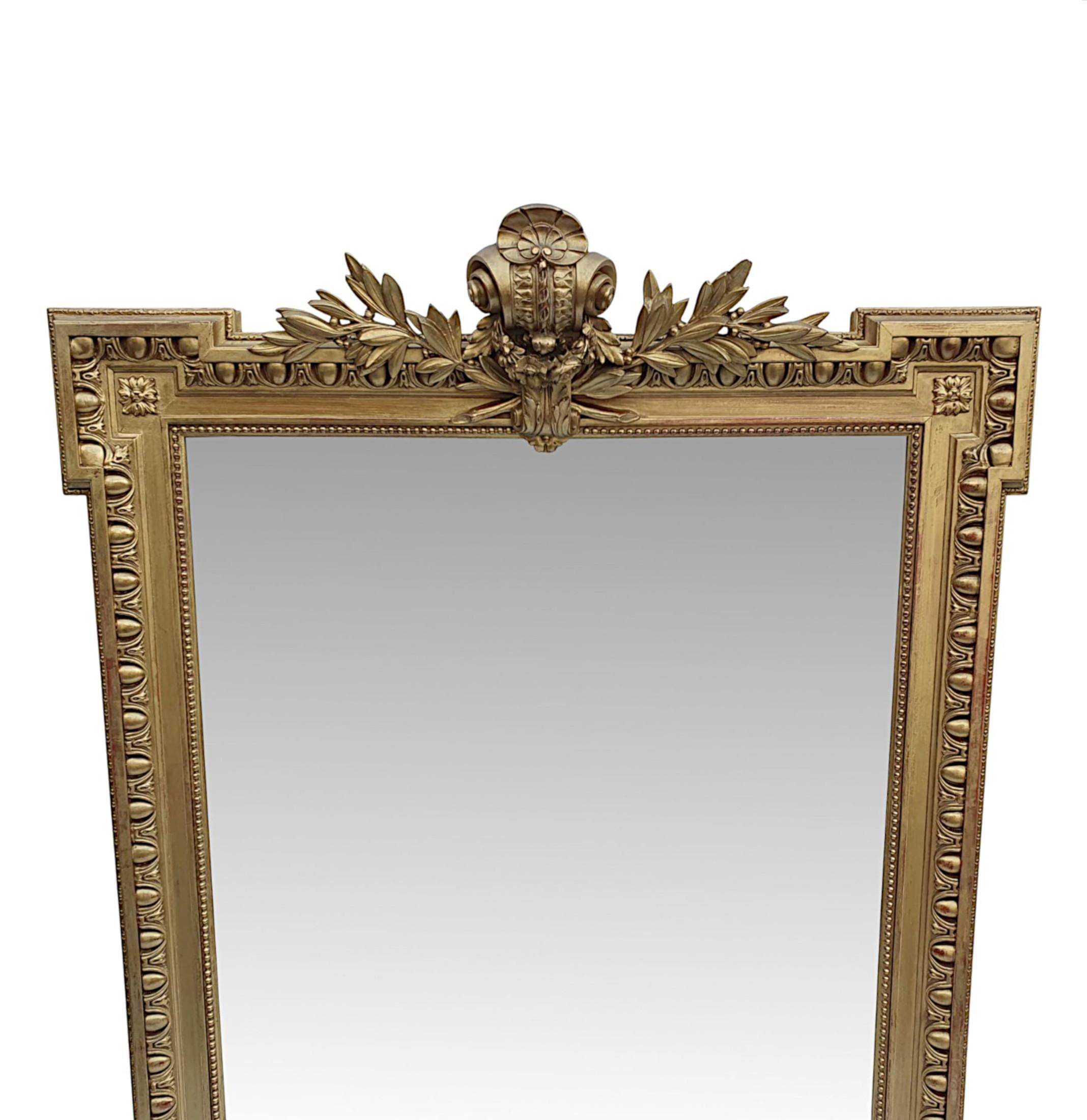 French Fabulous 19th Century Giltwood Hall or Overmantle Mirror For Sale