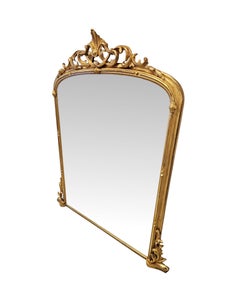 A Fabulous 19th Century Giltwood Overmantel Mirror With Central Cartouche