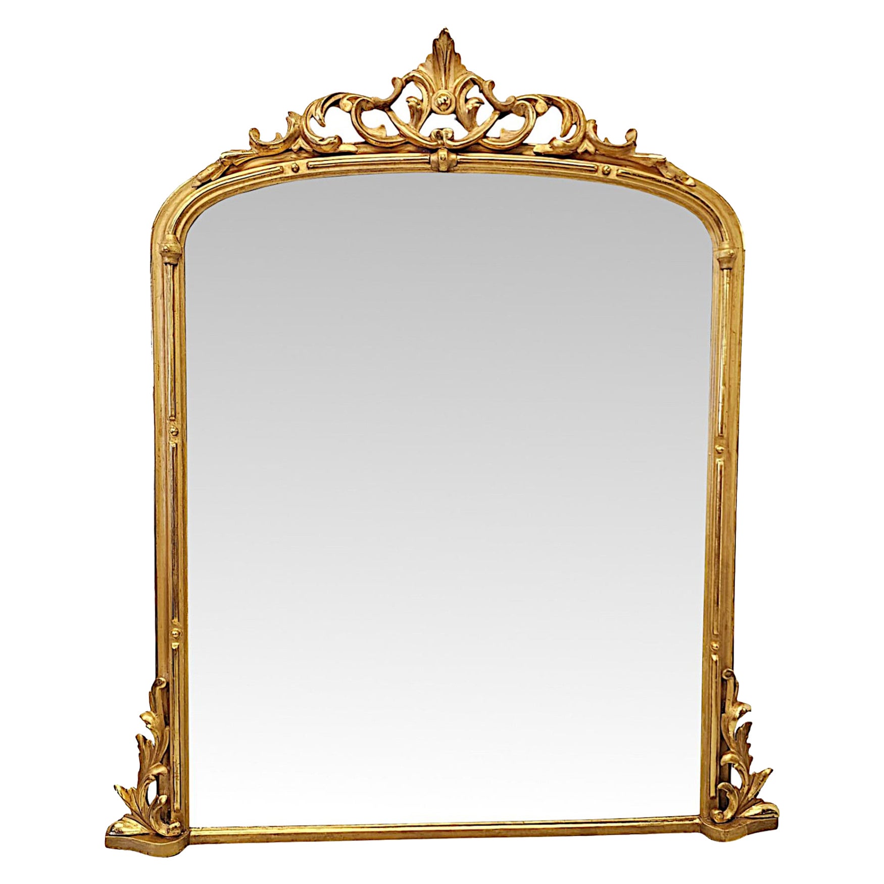 A Fabulous 19th Century Giltwood Overmantel Mirror With Central Cartouche