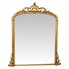 A Fabulous 19th Century Giltwood Overmantel Mirror With Central Cartouche