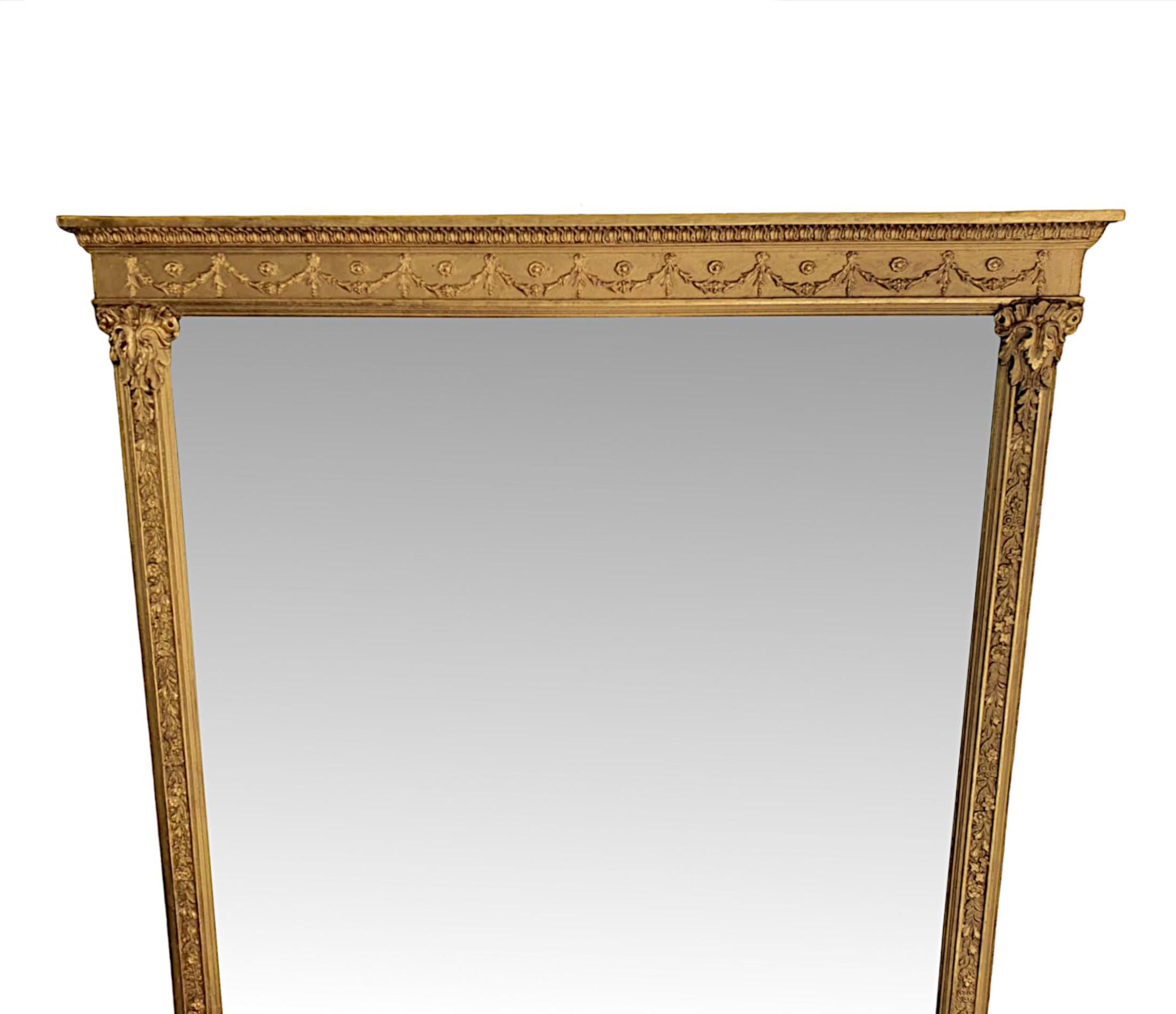 English Fabulous 19th Century Giltwood Overmantle Mirror After Adams For Sale