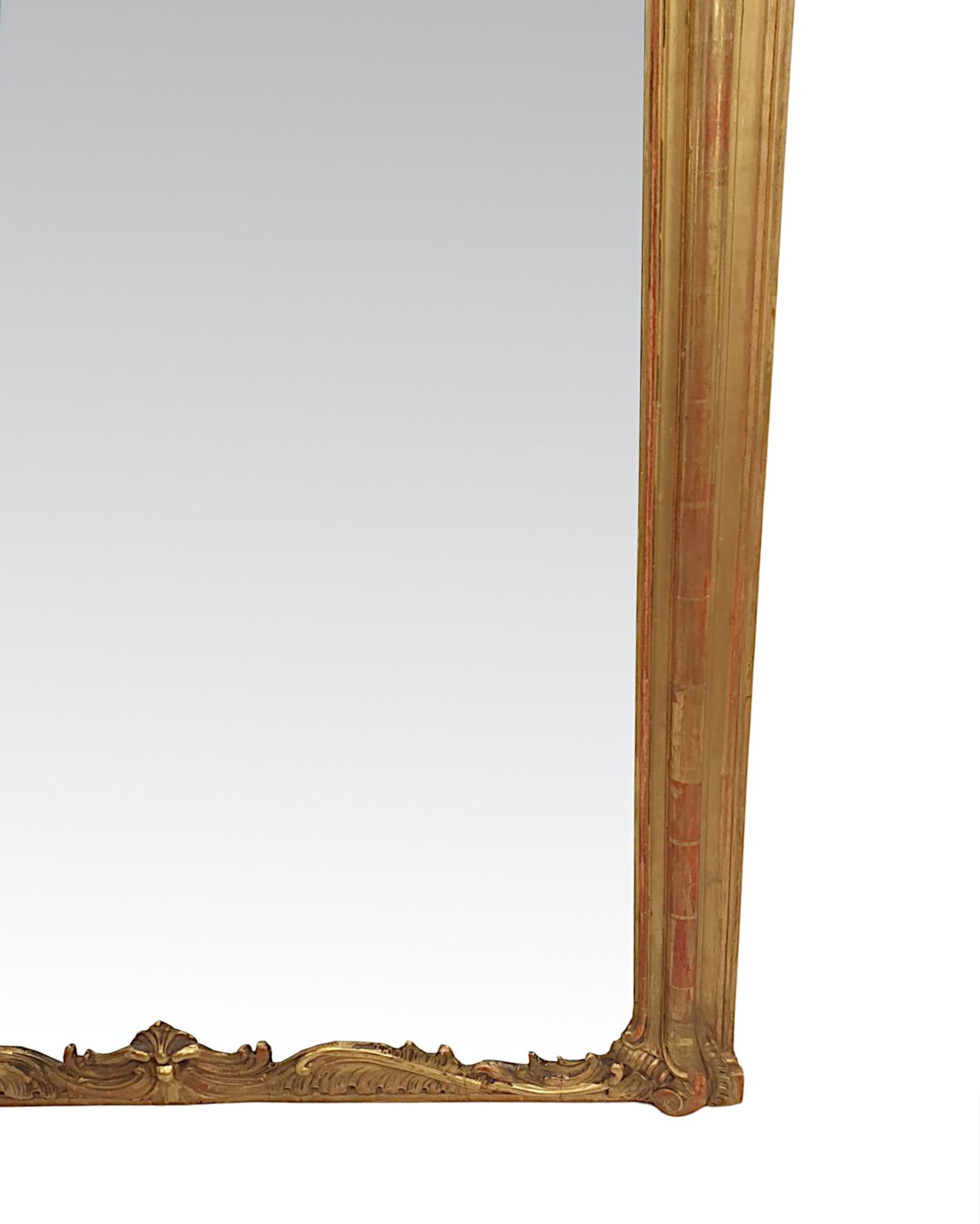 A Fabulous 19th Century Large Giltwood Hall or Overmantel Mirror In Good Condition For Sale In Dublin, IE