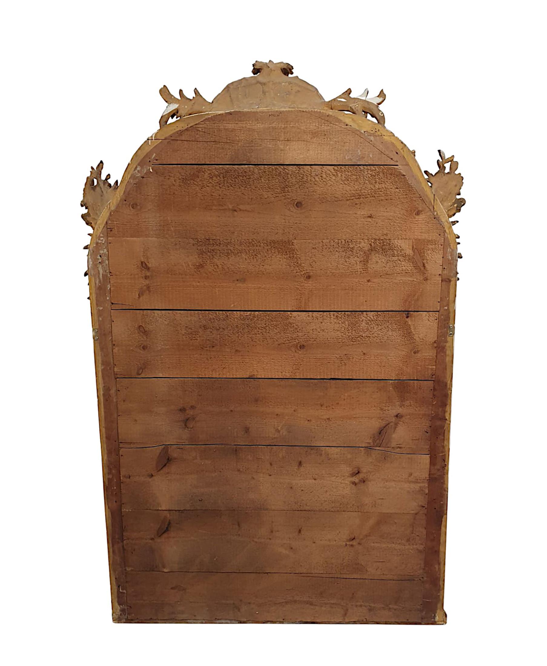 Fabuleux grand miroir de hall ou de trumeau en bois doré du XIXe siècle en vente 1
